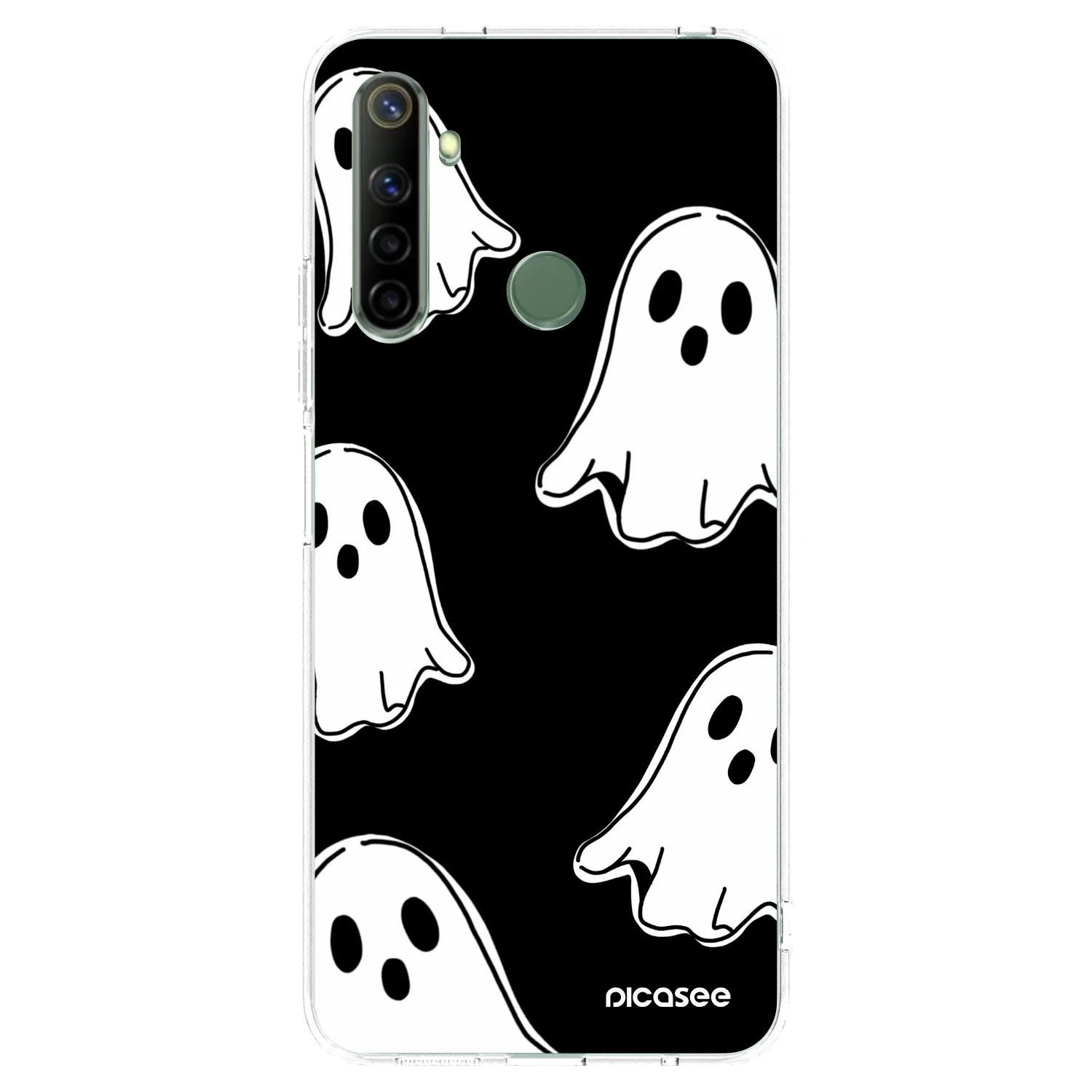 Picasee διαφανής θήκη σιλικόνης Realme 6i - Black ghosts