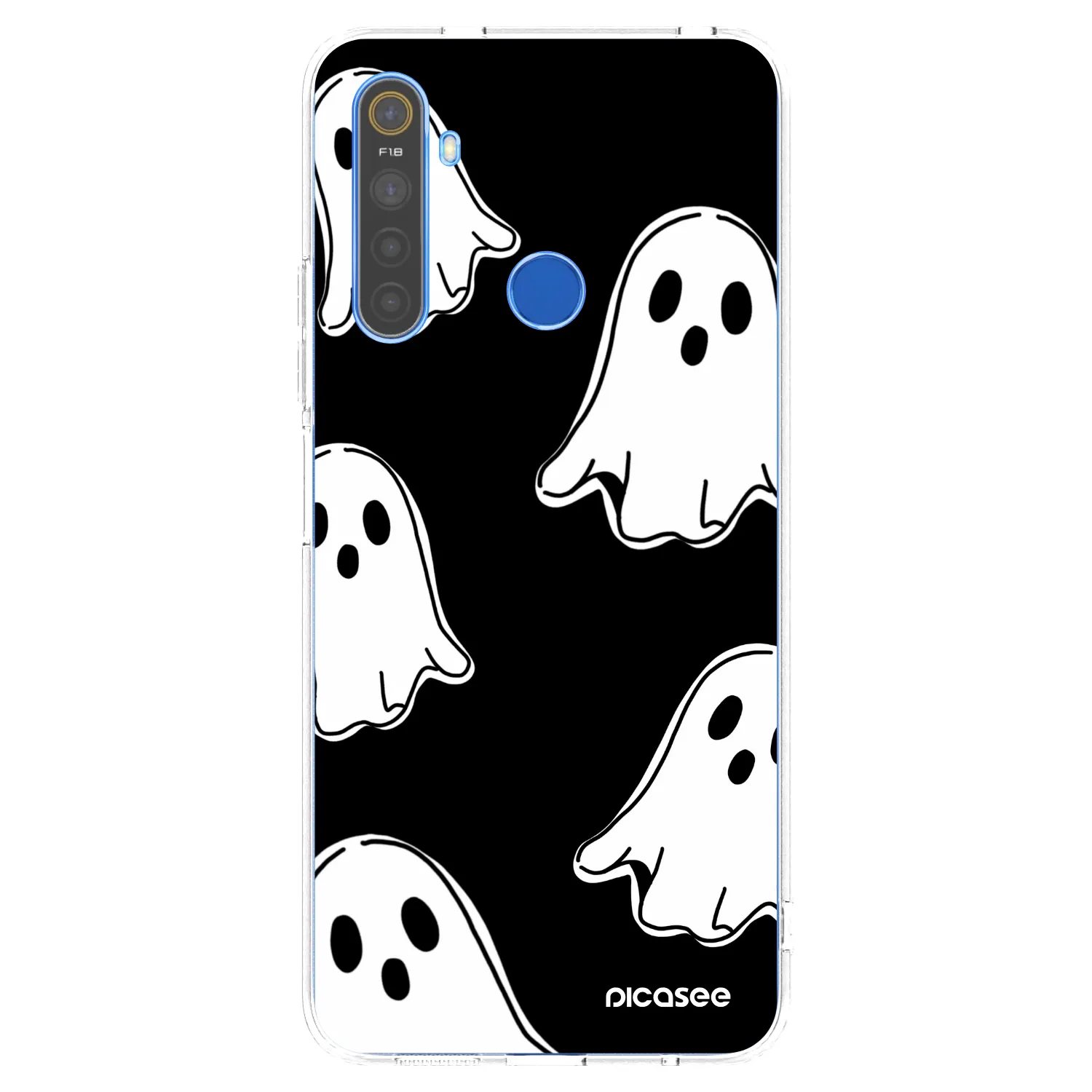 Picasee διαφανής θήκη σιλικόνης Realme 5 - Black ghosts