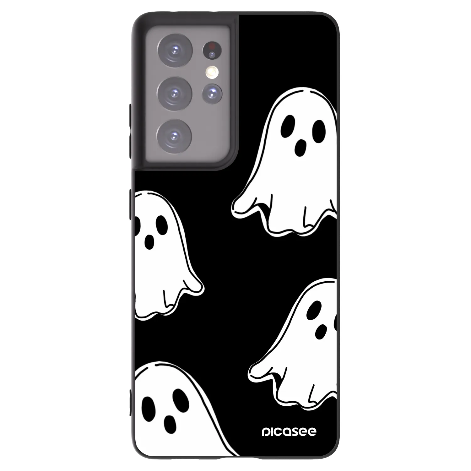 Picasee Μαύρη θήκη σιλικόνης για Samsung Galaxy S21 Ultra 5G G998B - Black ghosts