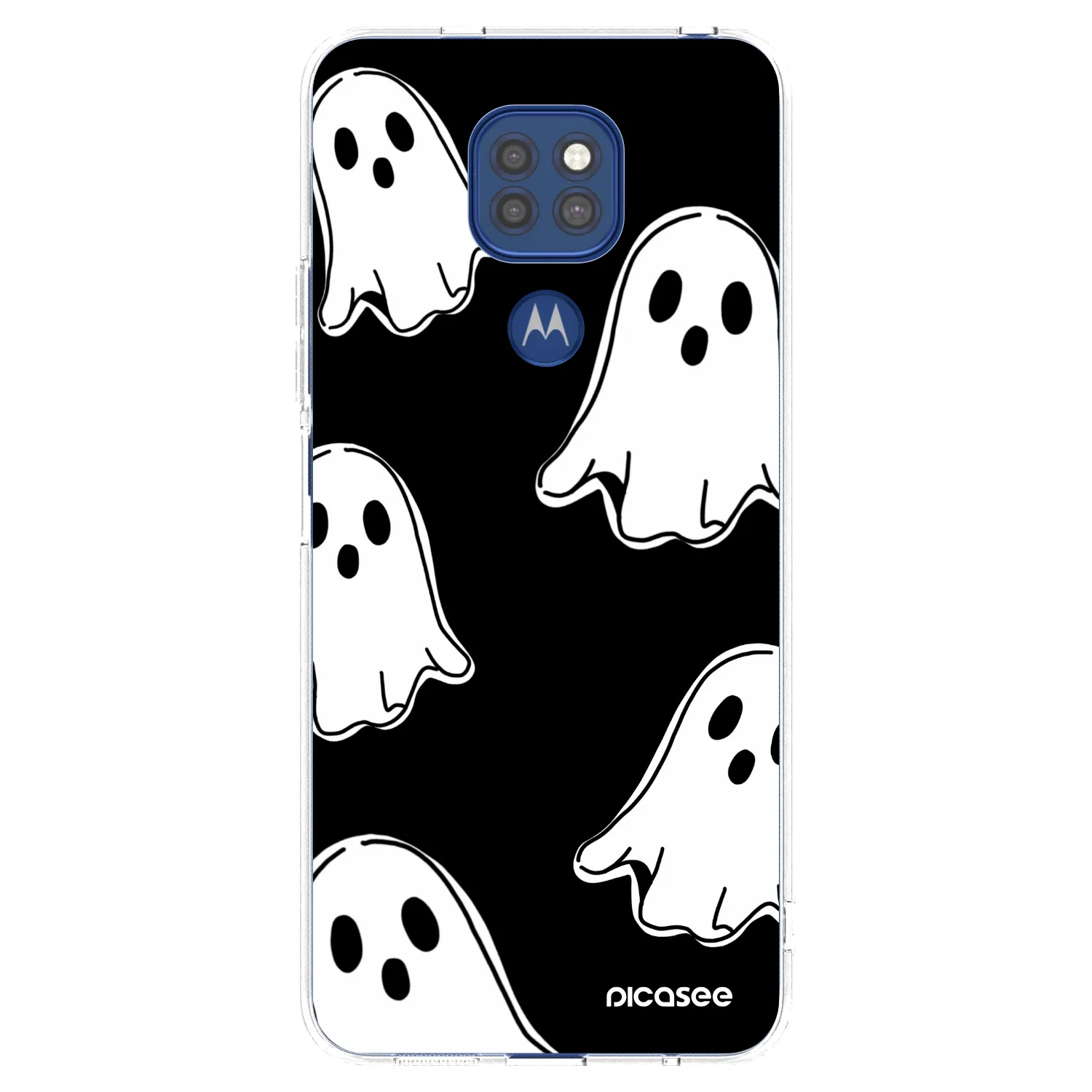 Picasee διαφανής θήκη σιλικόνης Motorola Moto G9 Play - Black ghosts