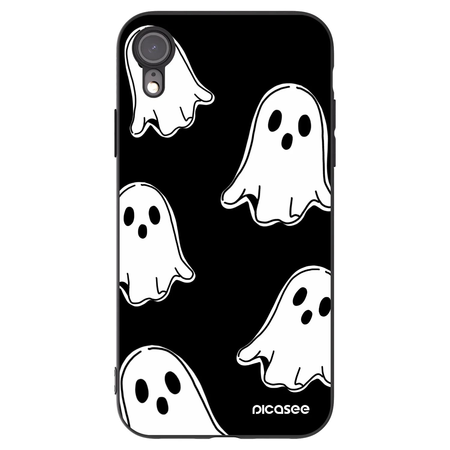 Picasee Μαύρη θήκη σιλικόνης για Apple iPhone XR - Black ghosts