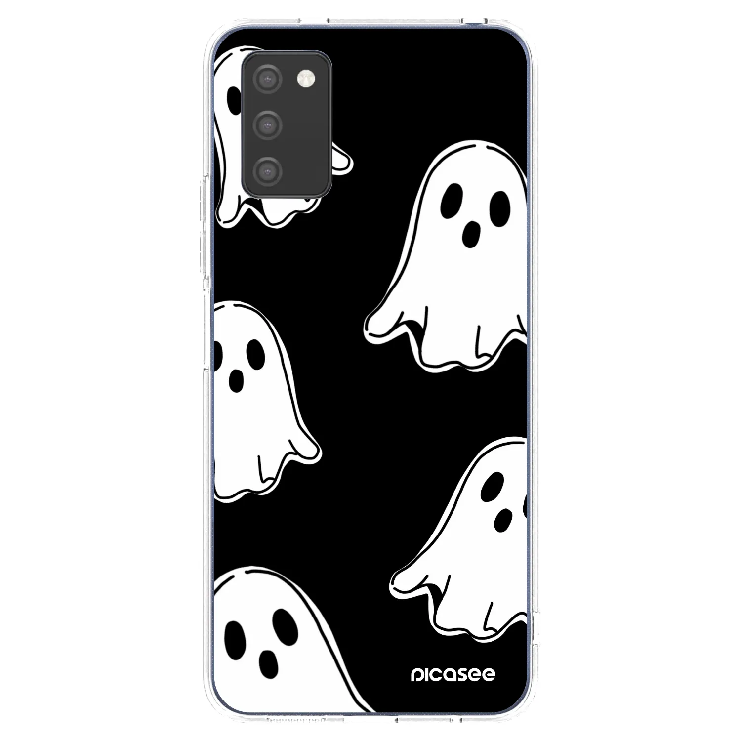 Picasee διαφανής θήκη σιλικόνης Samsung Galaxy A02s A025G - Black ghosts