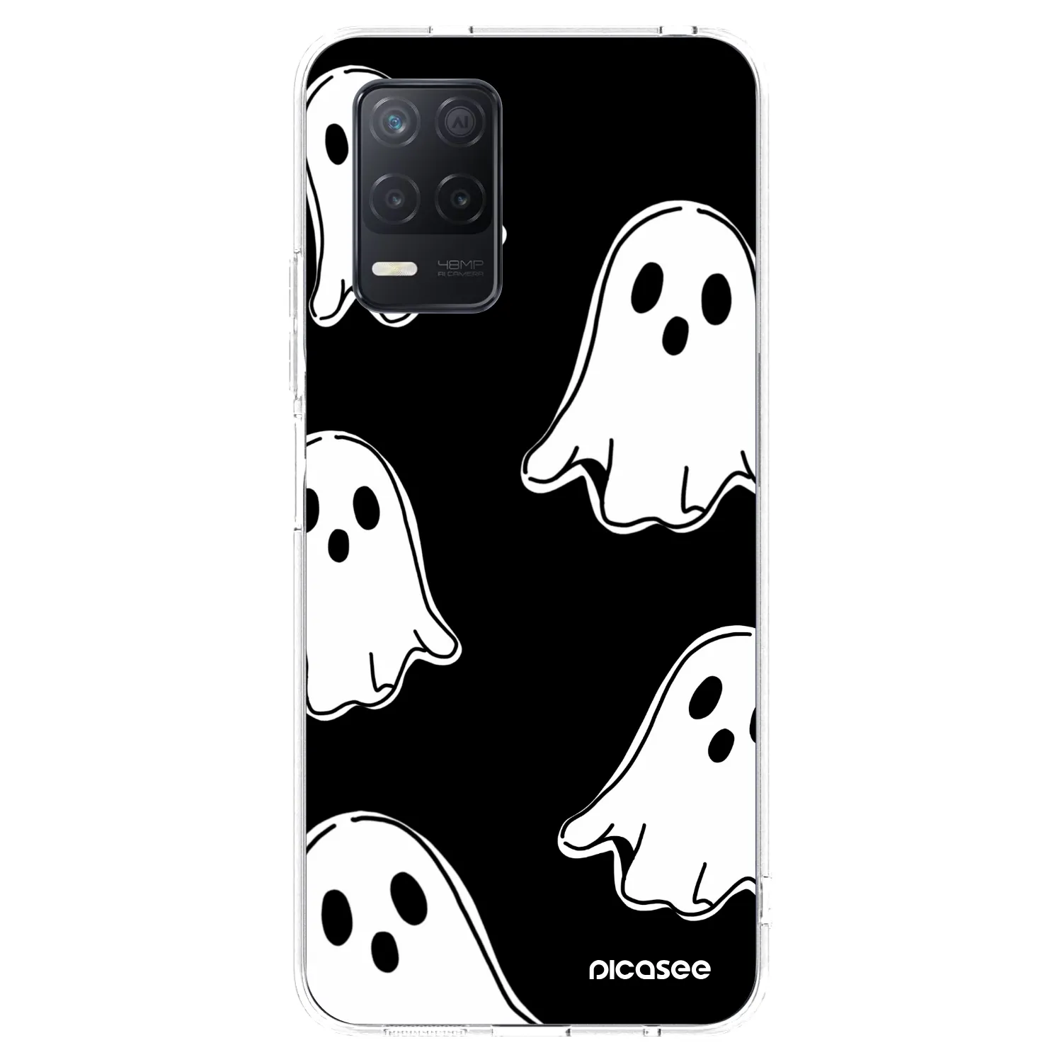 Picasee διαφανής θήκη σιλικόνης Realme 8 5G - Black ghosts