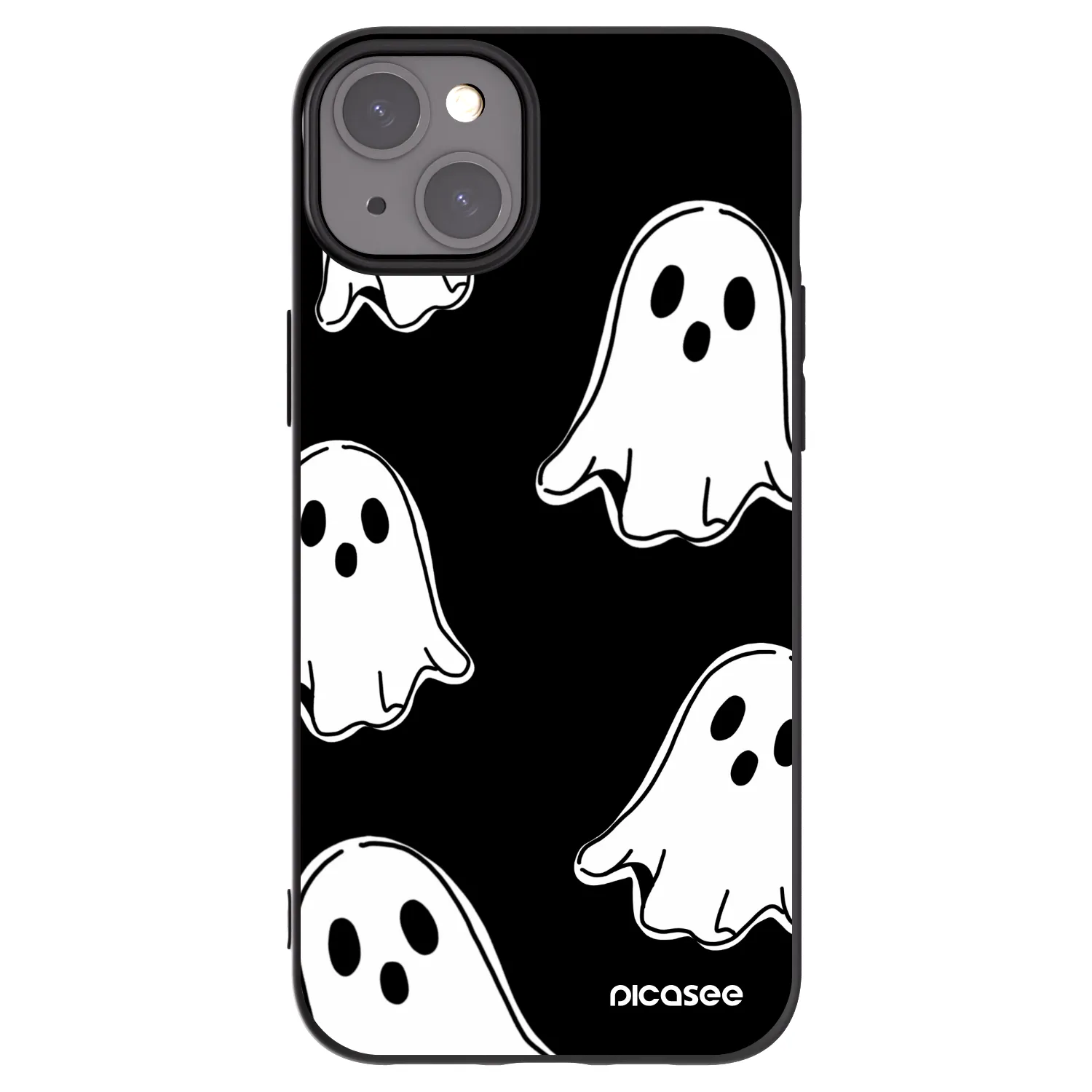Picasee Μαύρη θήκη σιλικόνης για Apple iPhone 15 Plus - Black ghosts