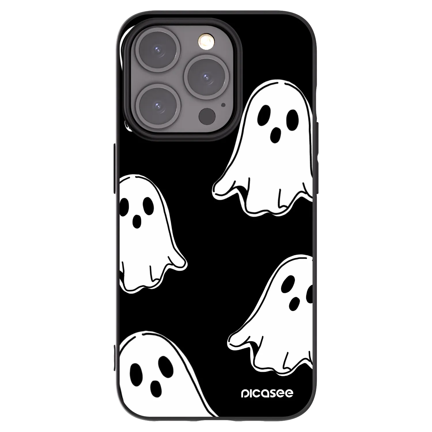 Picasee Μαύρη θήκη σιλικόνης για Apple iPhone 15 Pro - Black ghosts