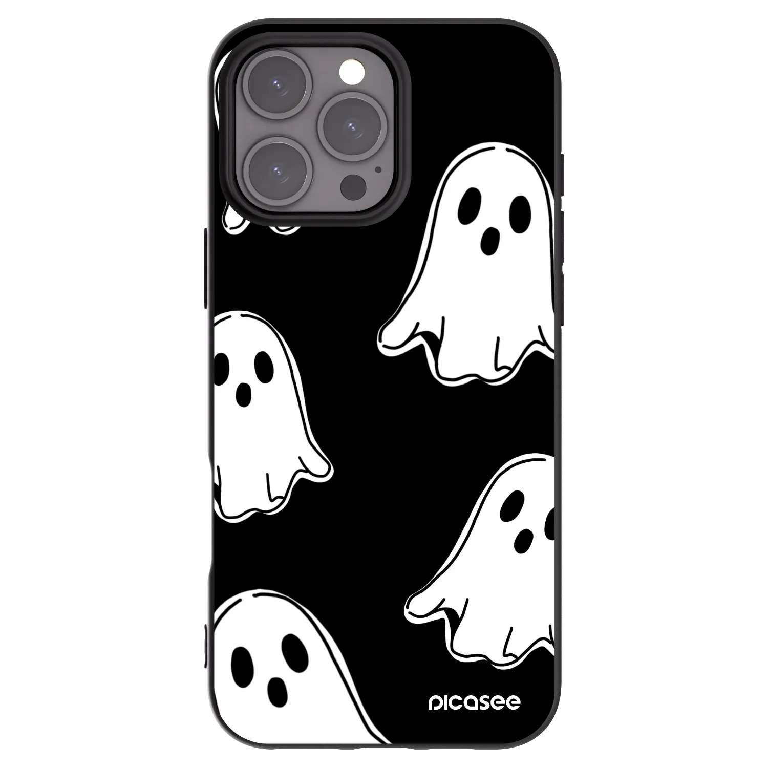 Picasee Μαύρη θήκη σιλικόνης για Apple iPhone 16 Pro Max - Black ghosts
