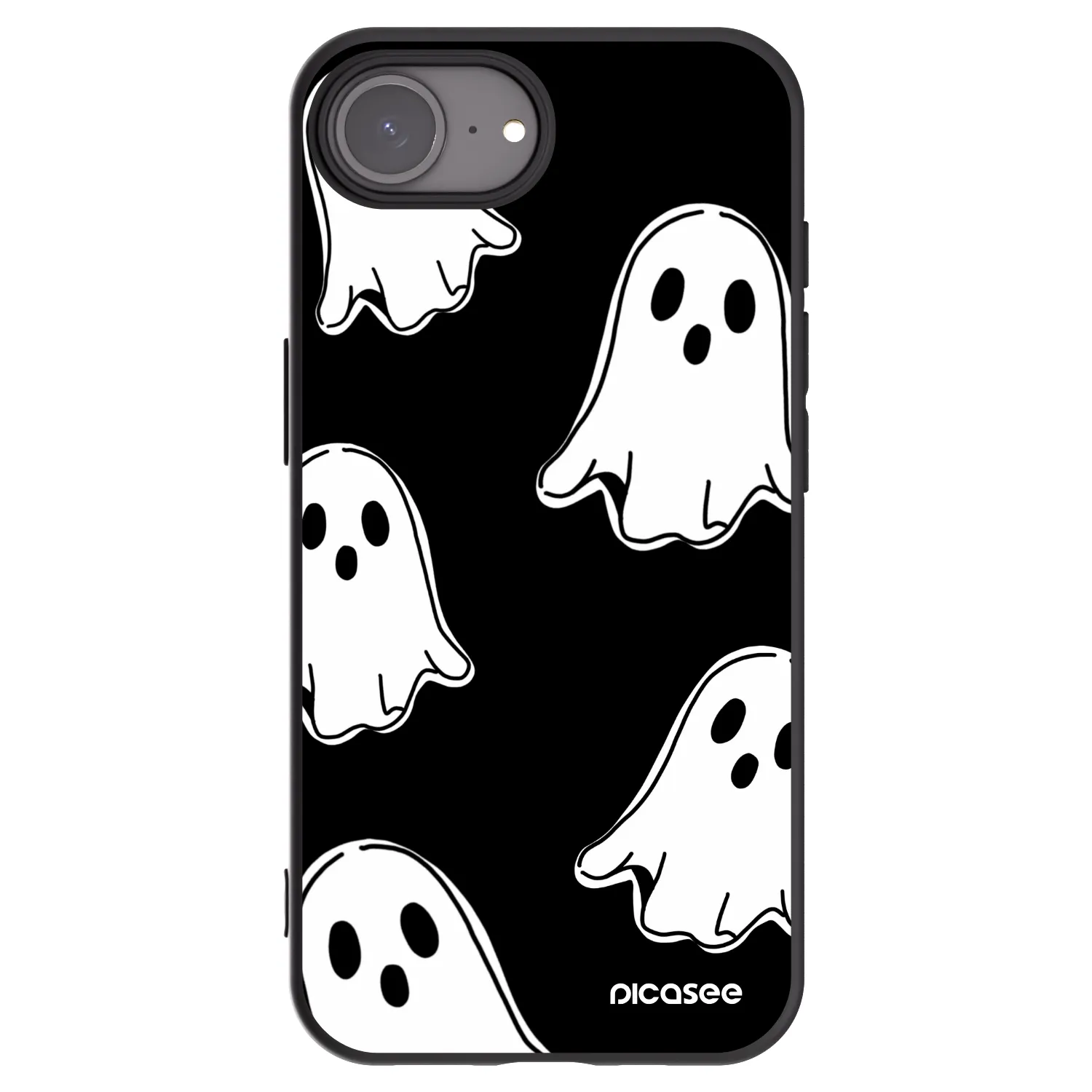 Picasee Μαύρη θήκη σιλικόνης για Apple iPhone 16e - Black ghosts
