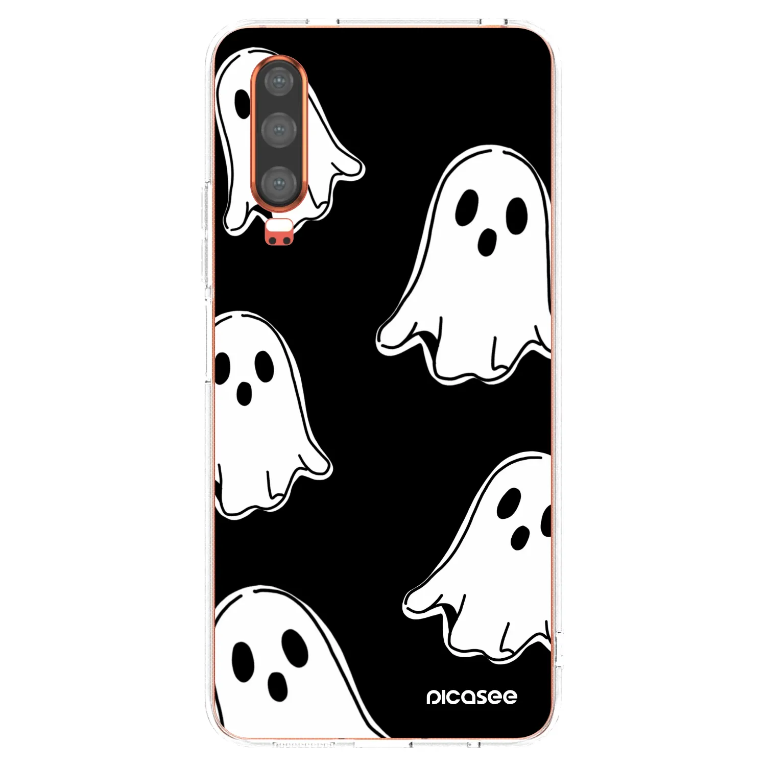 Picasee διαφανής θήκη σιλικόνης Huawei P30 - Black ghosts
