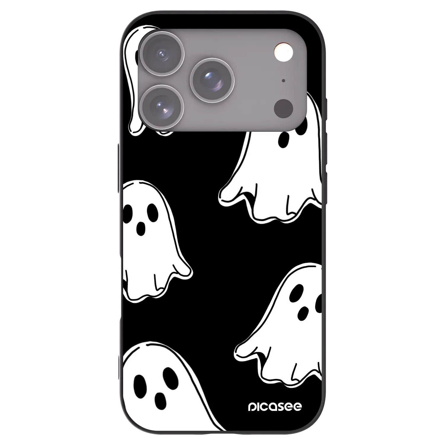 Picasee Μαύρη θήκη σιλικόνης για Apple iPhone 17 Pro - Black ghosts