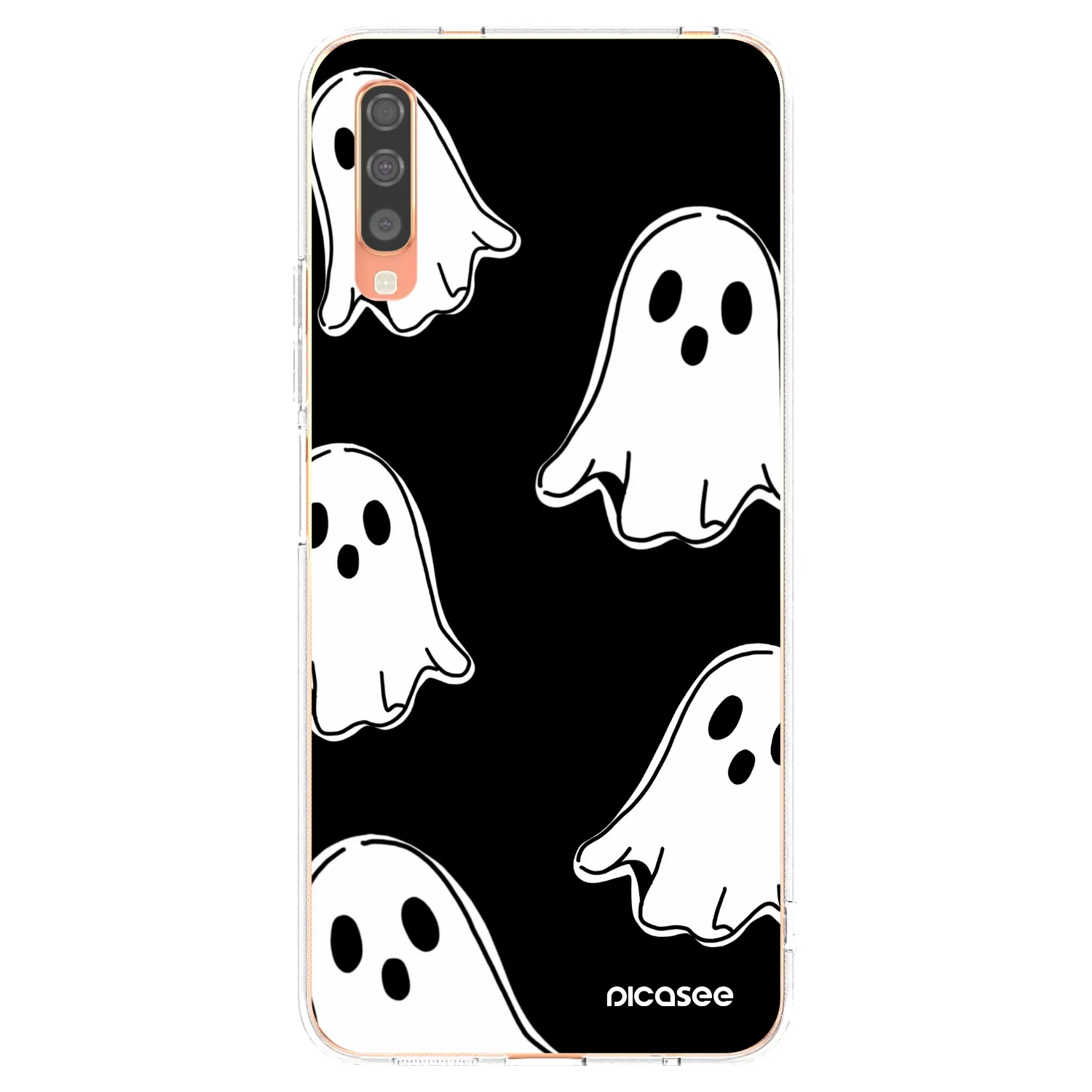 Picasee διαφανής θήκη σιλικόνης Samsung Galaxy A70 A705F - Black ghosts