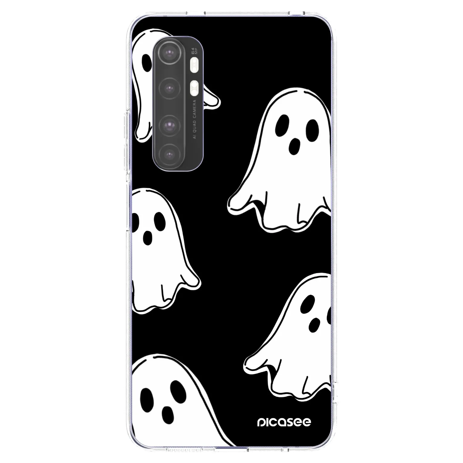 Picasee διαφανής θήκη σιλικόνης Xiaomi Mi Note 10 Lite - Black ghosts