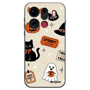 Picasee Μαύρη θήκη σιλικόνης για OPPO Find X9 Pro - Halloween stickers