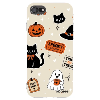 Picasee διαφανής θήκη σιλικόνης Apple iPhone SE 2020 - Halloween stickers