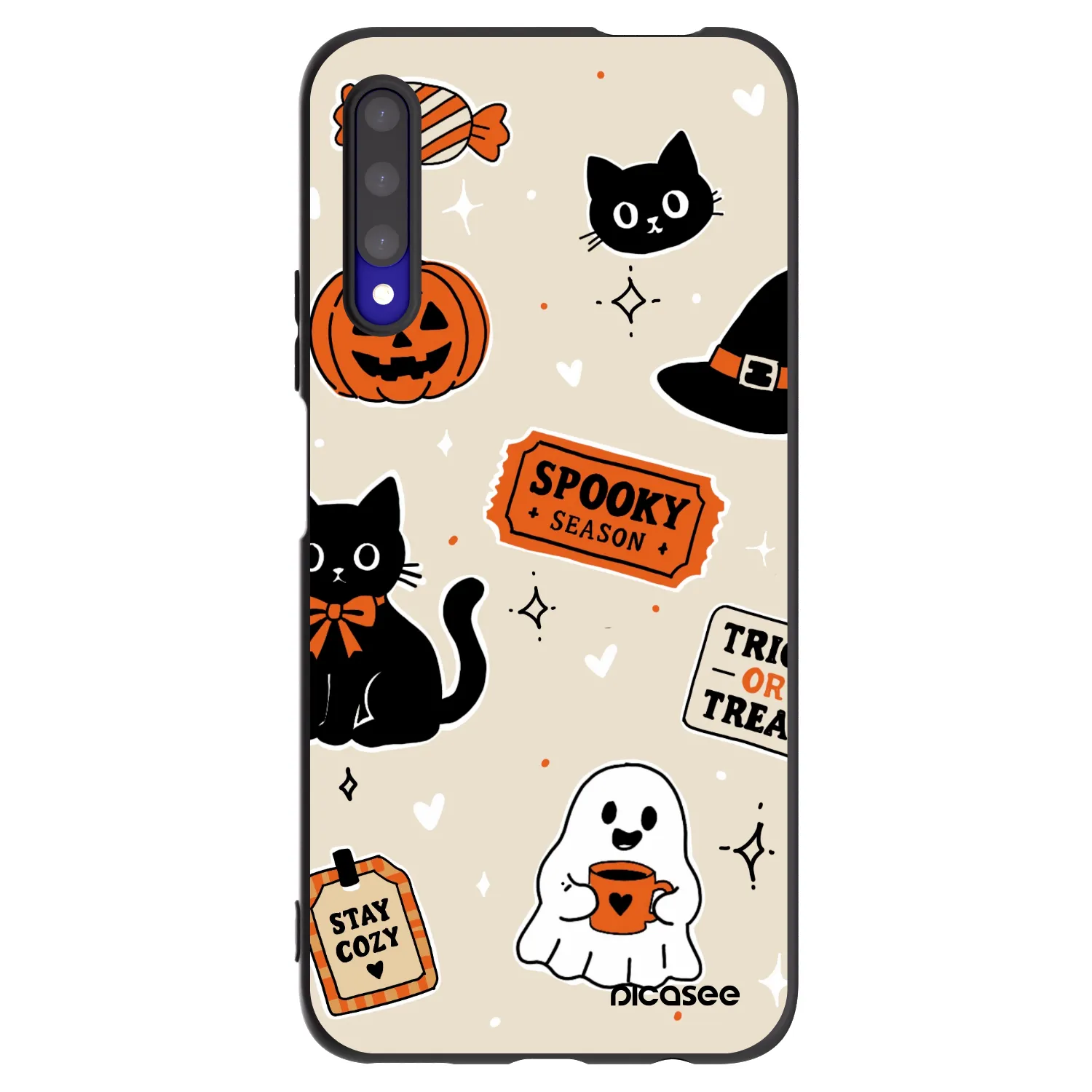 Picasee Μαύρη θήκη σιλικόνης για Honor 9X Pro - Halloween stickers