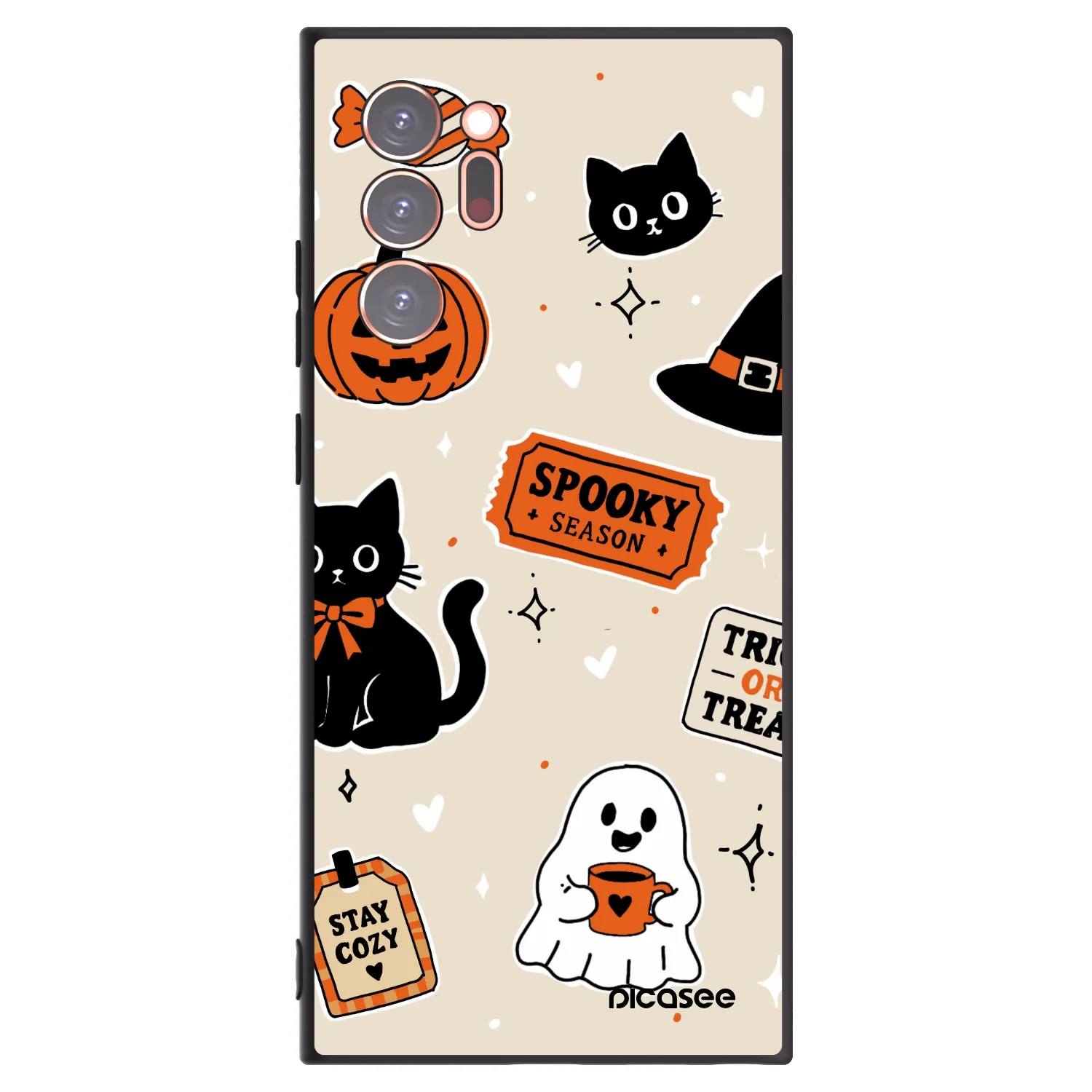 Picasee Μαύρη θήκη σιλικόνης για Samsung Galaxy Note 20 Ultra - Halloween stickers