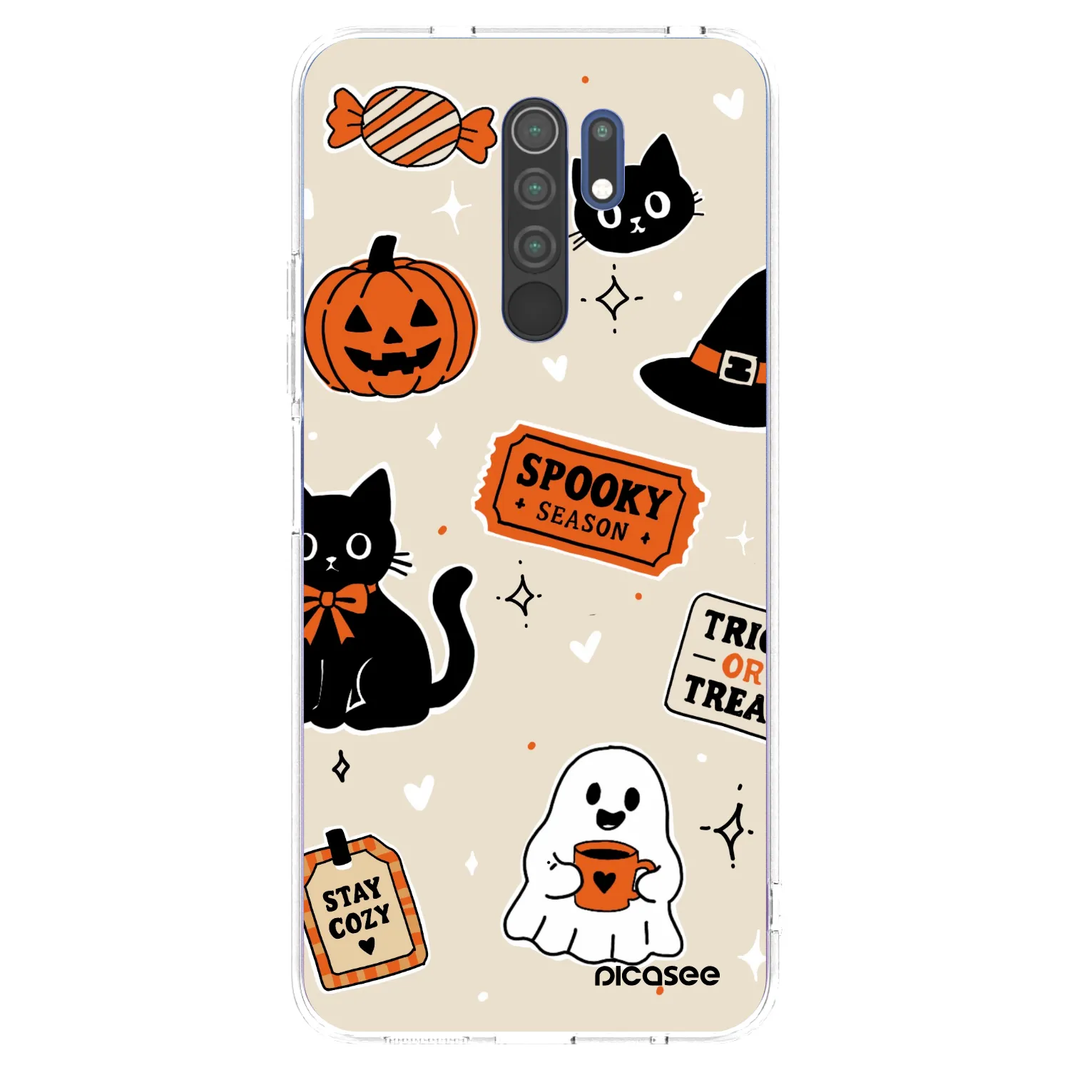 Picasee διαφανής θήκη σιλικόνης Xiaomi Redmi 9 - Halloween stickers