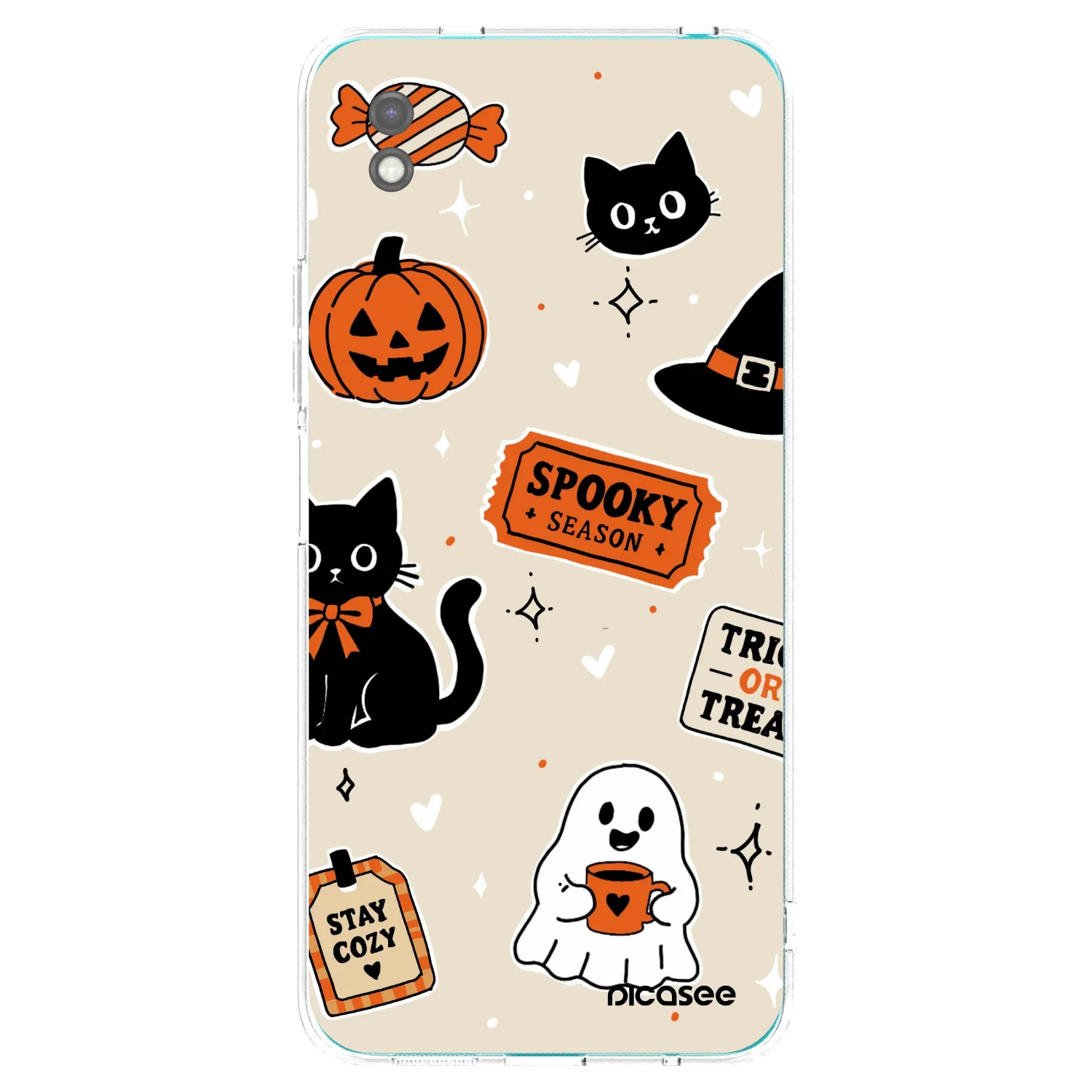 Picasee Μαύρη θήκη σιλικόνης για Xiaomi Redmi 9A - Halloween stickers