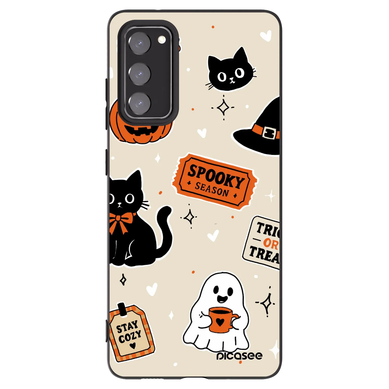 Picasee Μαύρη θήκη σιλικόνης για Samsung Galaxy S20 FE - Halloween stickers