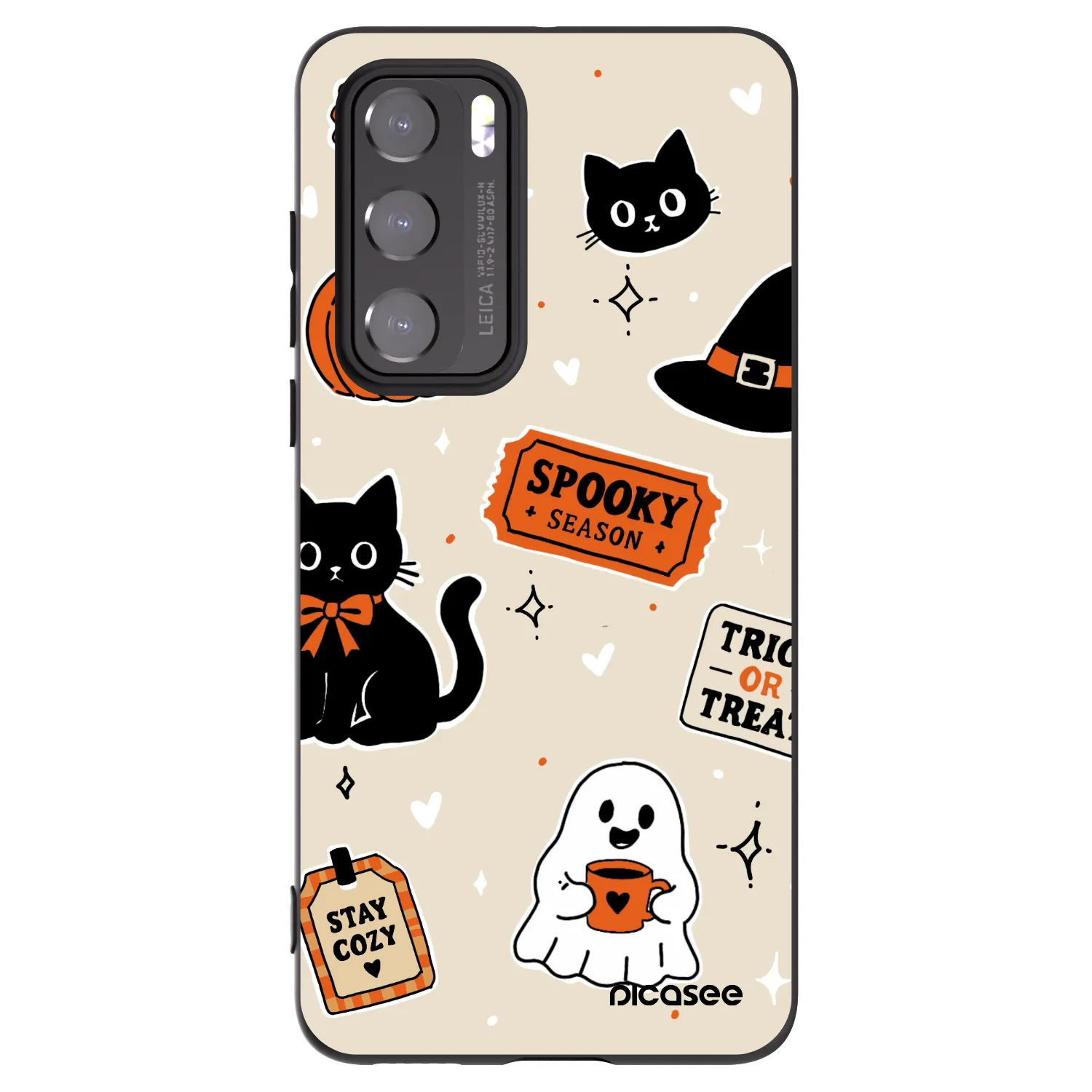 Picasee Μαύρη θήκη σιλικόνης για Huawei P40 - Halloween stickers