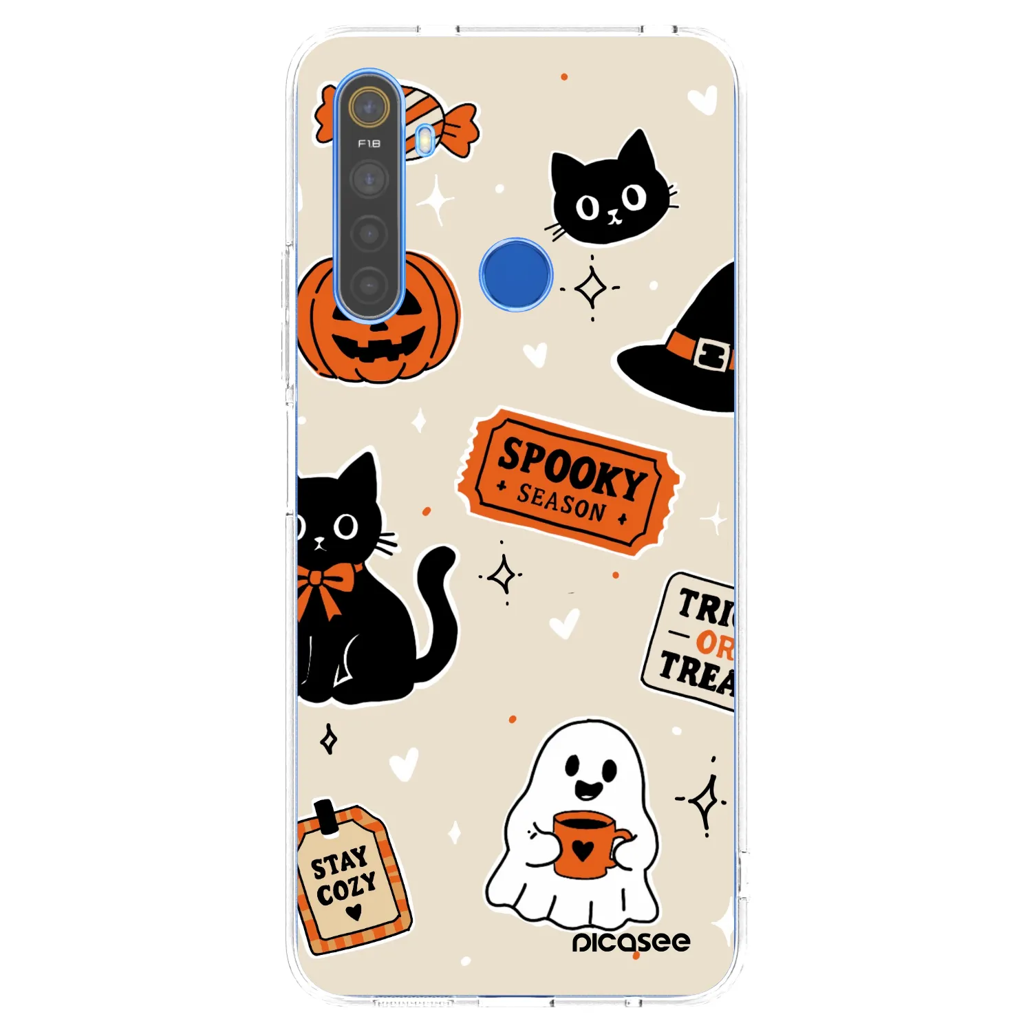 Picasee διαφανής θήκη σιλικόνης Realme 5 - Halloween stickers