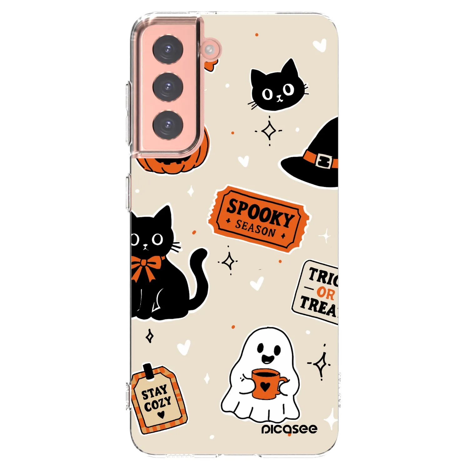 Picasee διαφανής θήκη σιλικόνης Samsung Galaxy S21 5G G991B - Halloween stickers