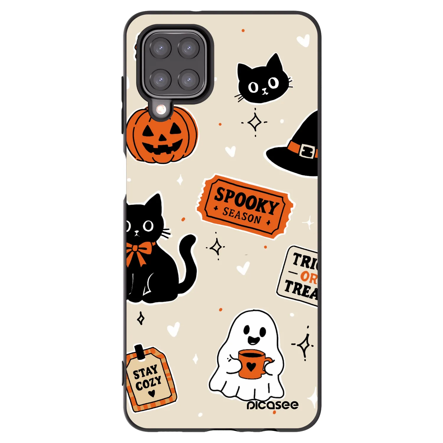 Picasee Μαύρη θήκη σιλικόνης για Samsung Galaxy A12 A125F - Halloween stickers