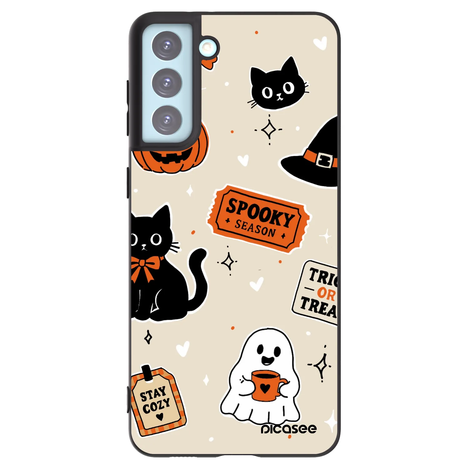 Picasee Μαύρη θήκη σιλικόνης για Samsung Galaxy S21+ 5G G996F - Halloween stickers