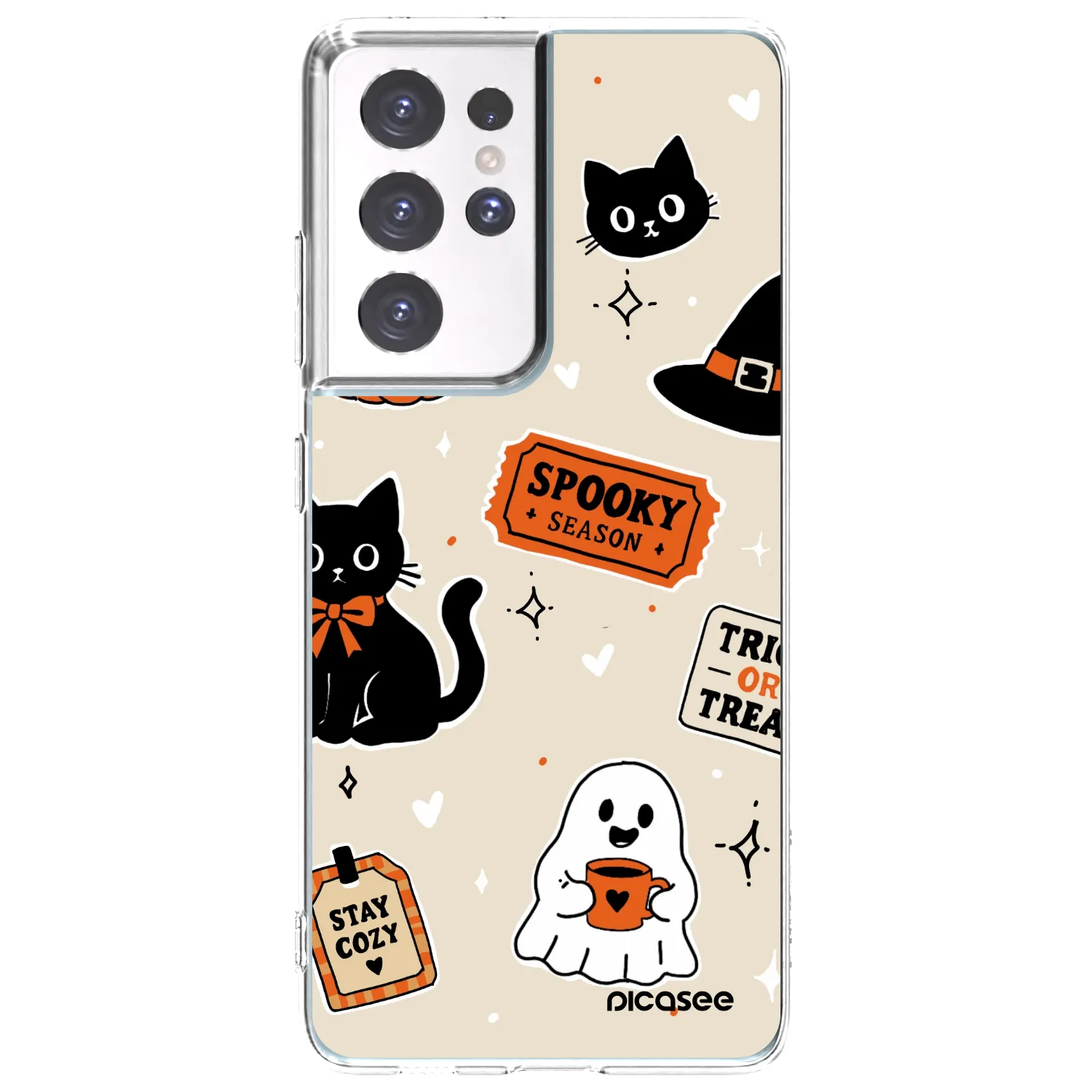 Picasee διαφανής θήκη σιλικόνης Samsung Galaxy S21 Ultra 5G G998B - Halloween stickers