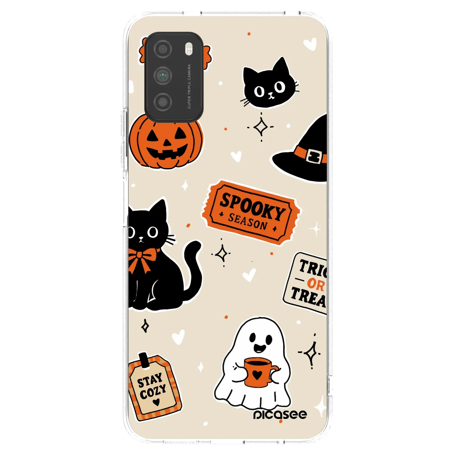 Picasee διαφανής θήκη σιλικόνης Xiaomi Poco M3 - Halloween stickers