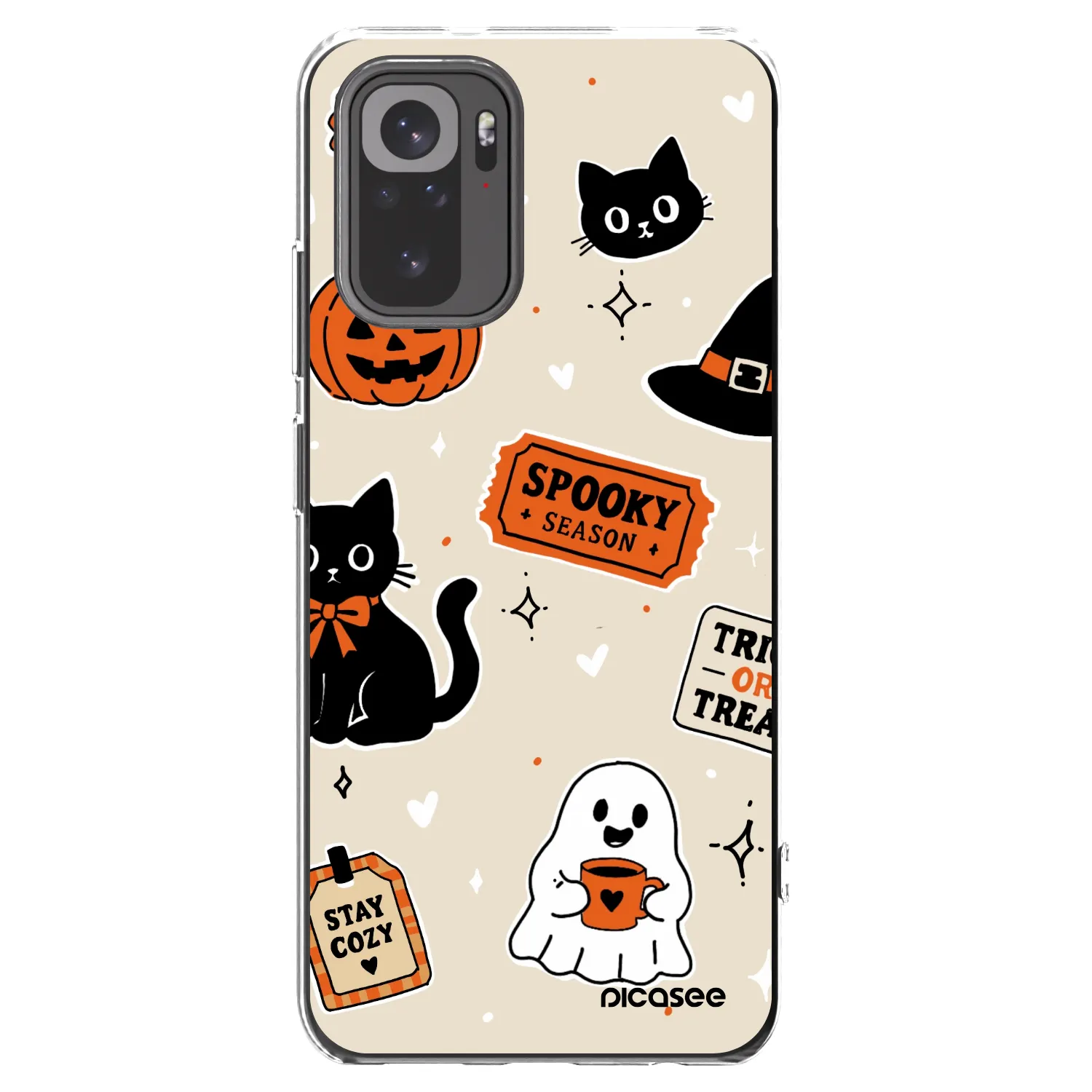 Picasee διαφανής θήκη σιλικόνης Xiaomi Redmi Note 10 - Halloween stickers