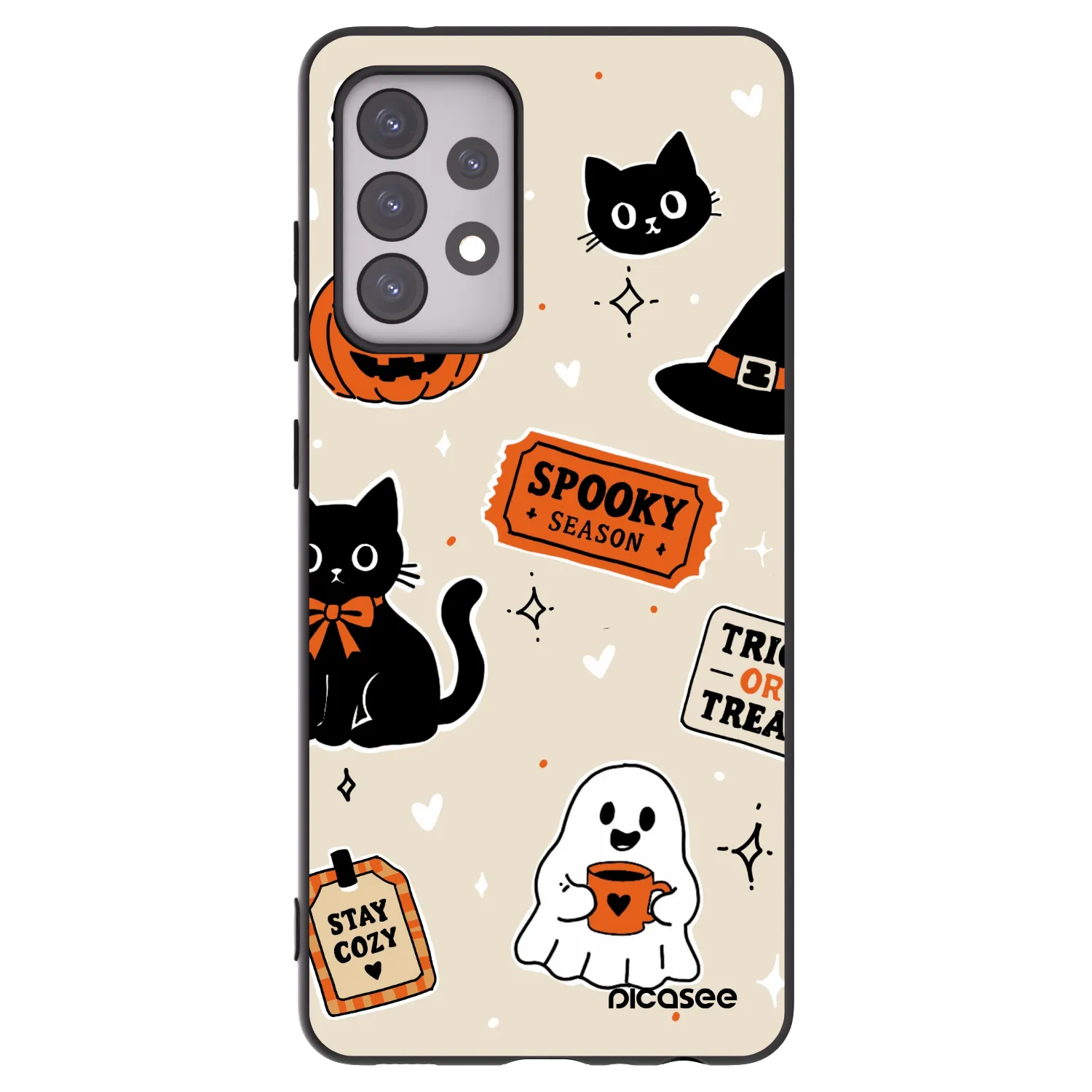 Picasee Μαύρη θήκη σιλικόνης για Samsung Galaxy A52 5G A525F - Halloween stickers