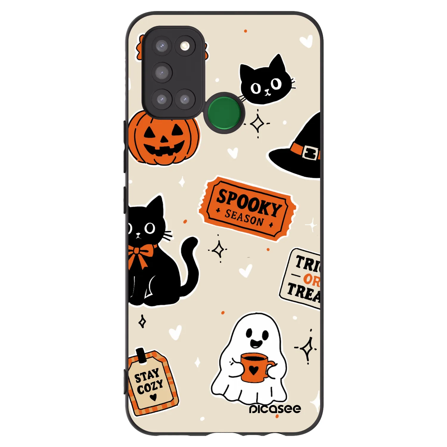 Picasee Μαύρη θήκη σιλικόνης για Realme 7i - Halloween stickers