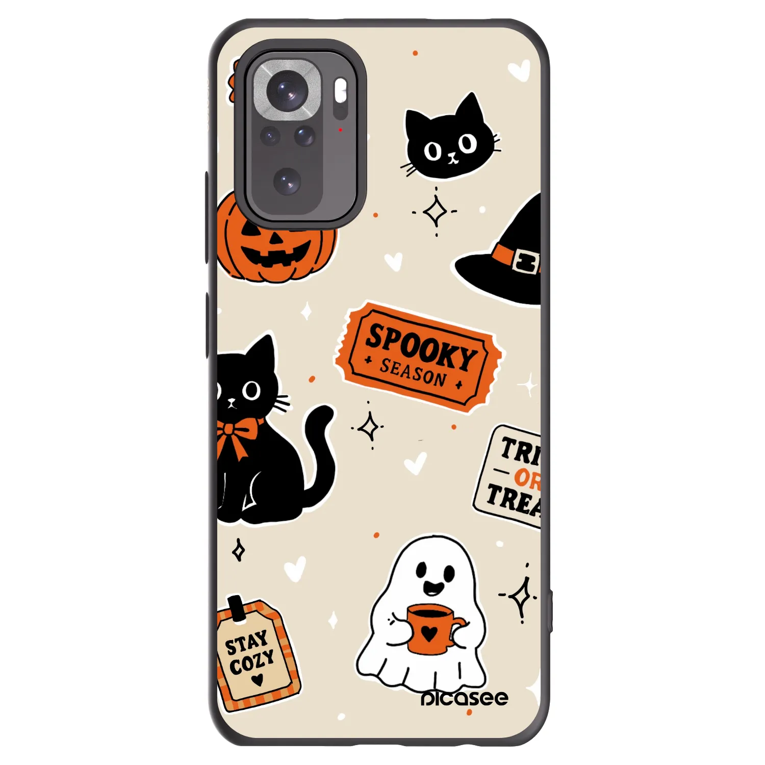 Picasee Μαύρη θήκη σιλικόνης για Xiaomi Redmi Note 10S - Halloween stickers