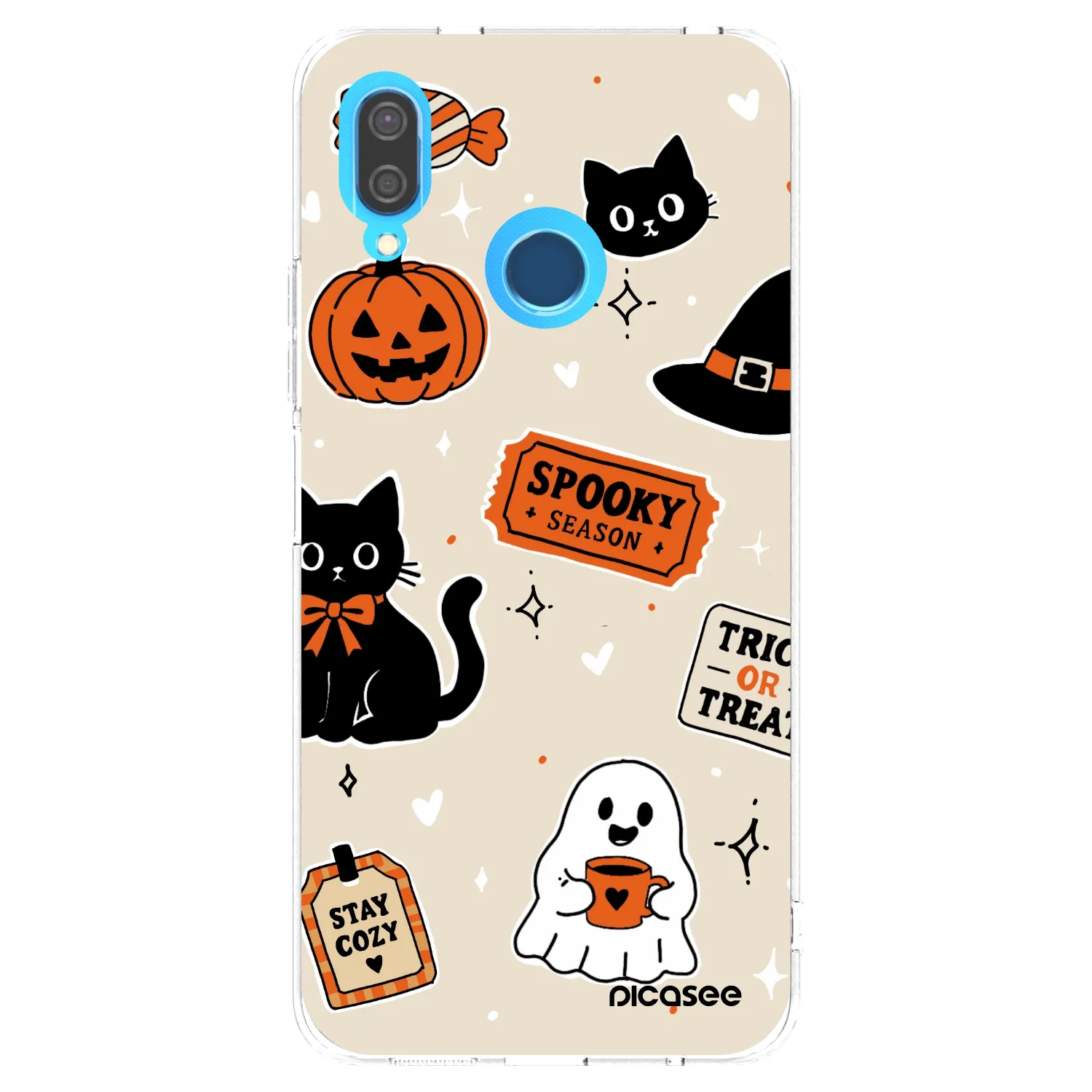 Picasee διαφανής θήκη σιλικόνης Huawei P20 Lite - Halloween stickers