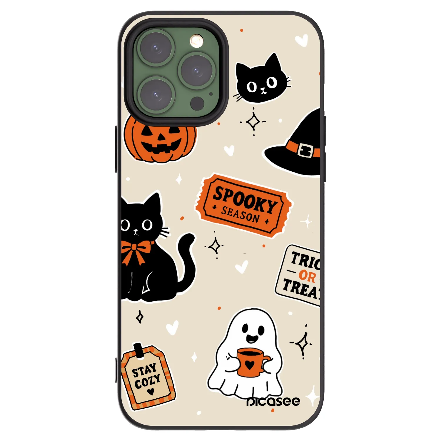 Picasee Μαύρη θήκη σιλικόνης για Apple iPhone 13 Pro Max - Halloween stickers