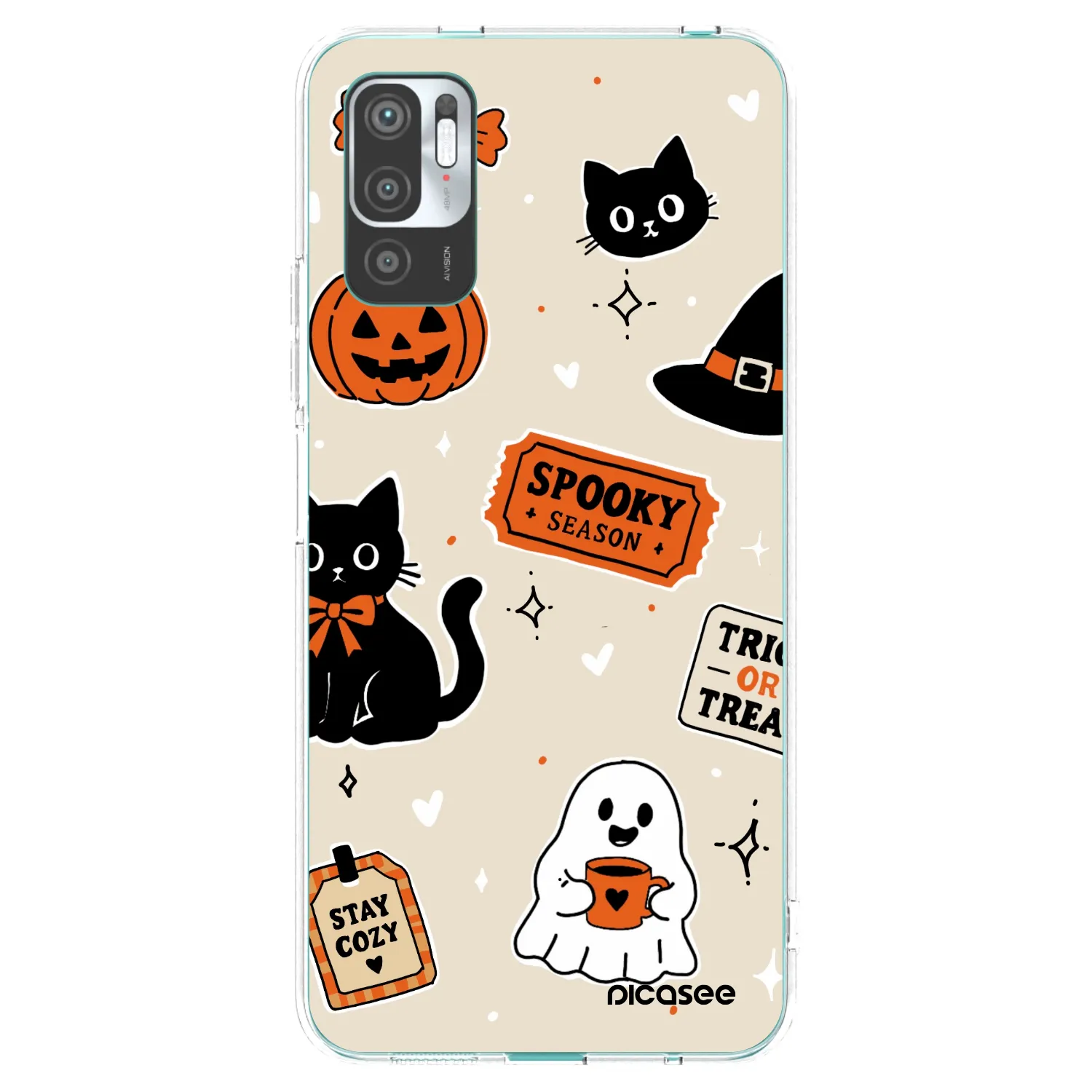 Picasee διαφανής θήκη σιλικόνης Xiaomi Redmi Note 10 5G - Halloween stickers