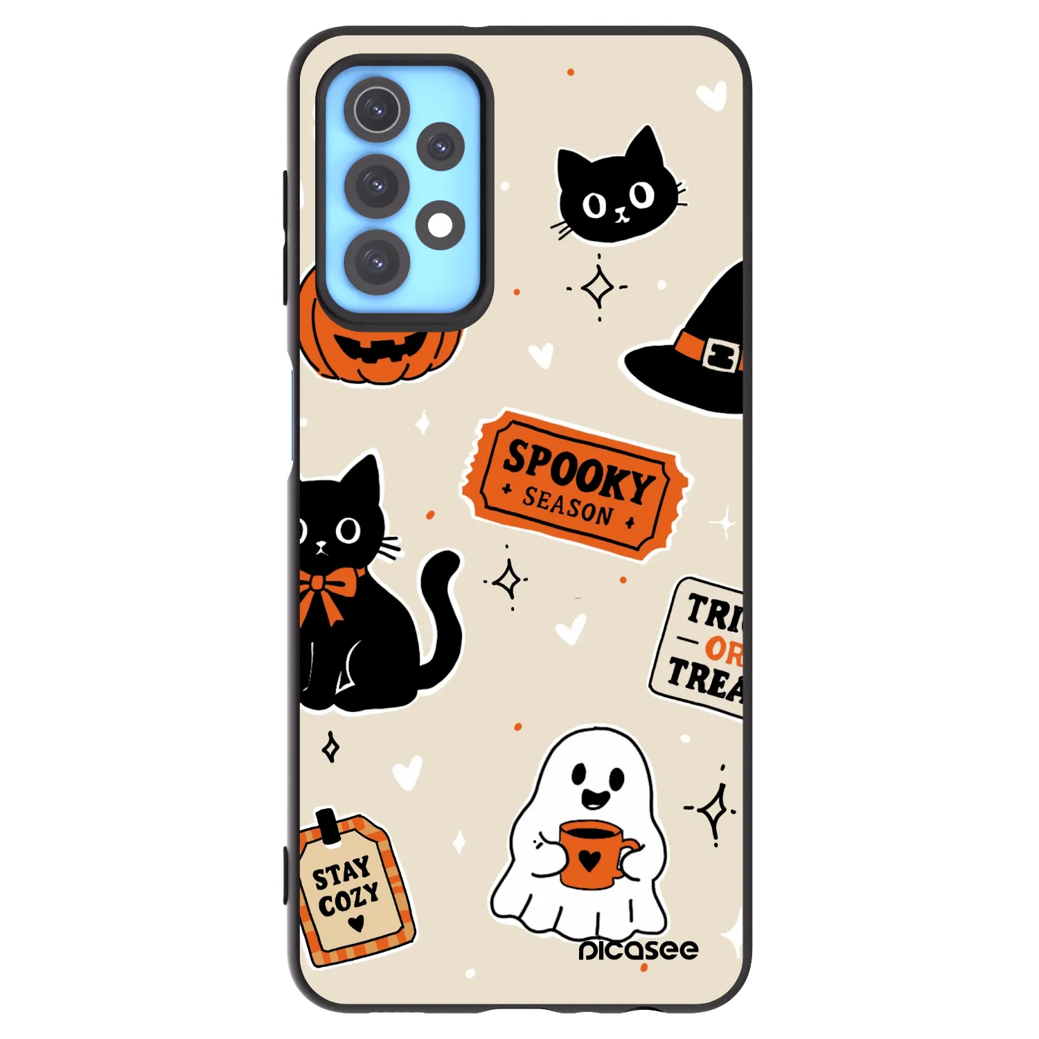 Picasee Μαύρη θήκη σιλικόνης για Samsung Galaxy A32 4G SM-A325F - Halloween stickers
