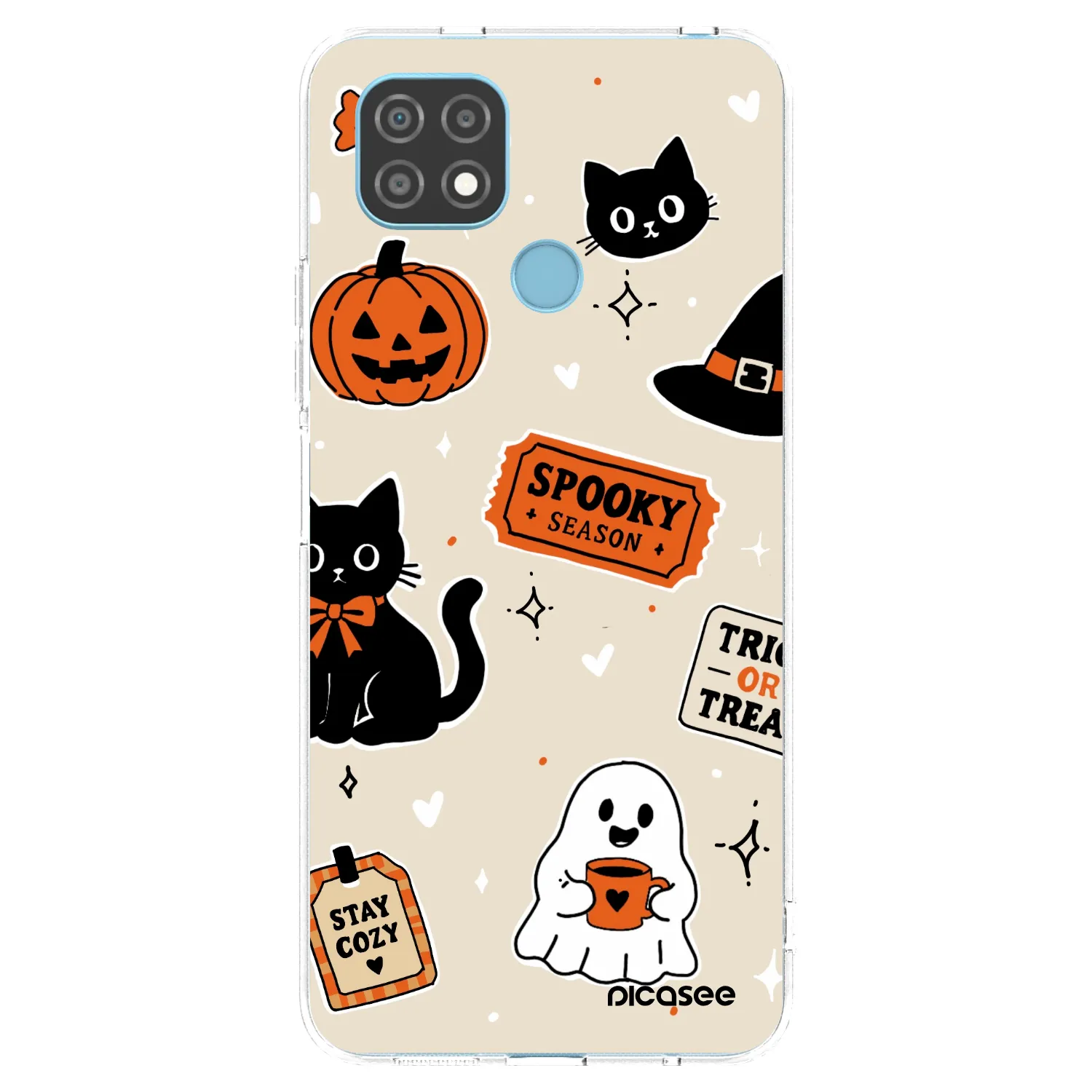 Picasee διαφανής θήκη σιλικόνης Realme C21 - Halloween stickers
