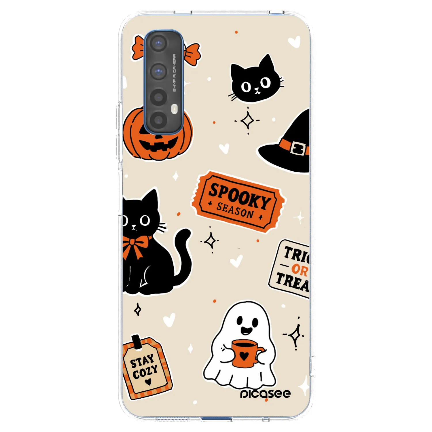 Picasee διαφανής θήκη σιλικόνης Realme 7 - Halloween stickers
