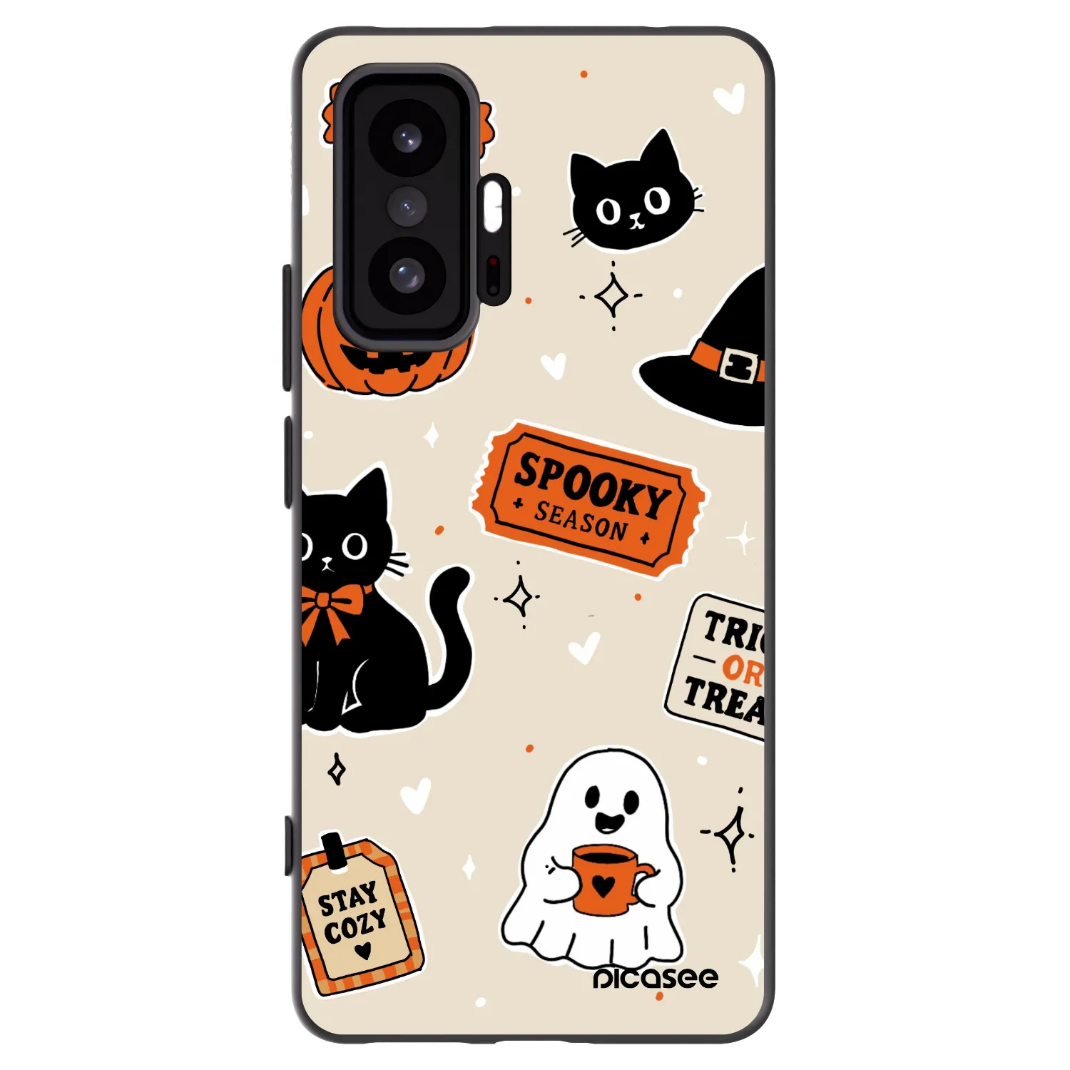 Picasee Μαύρη θήκη σιλικόνης για Xiaomi 11T - Halloween stickers