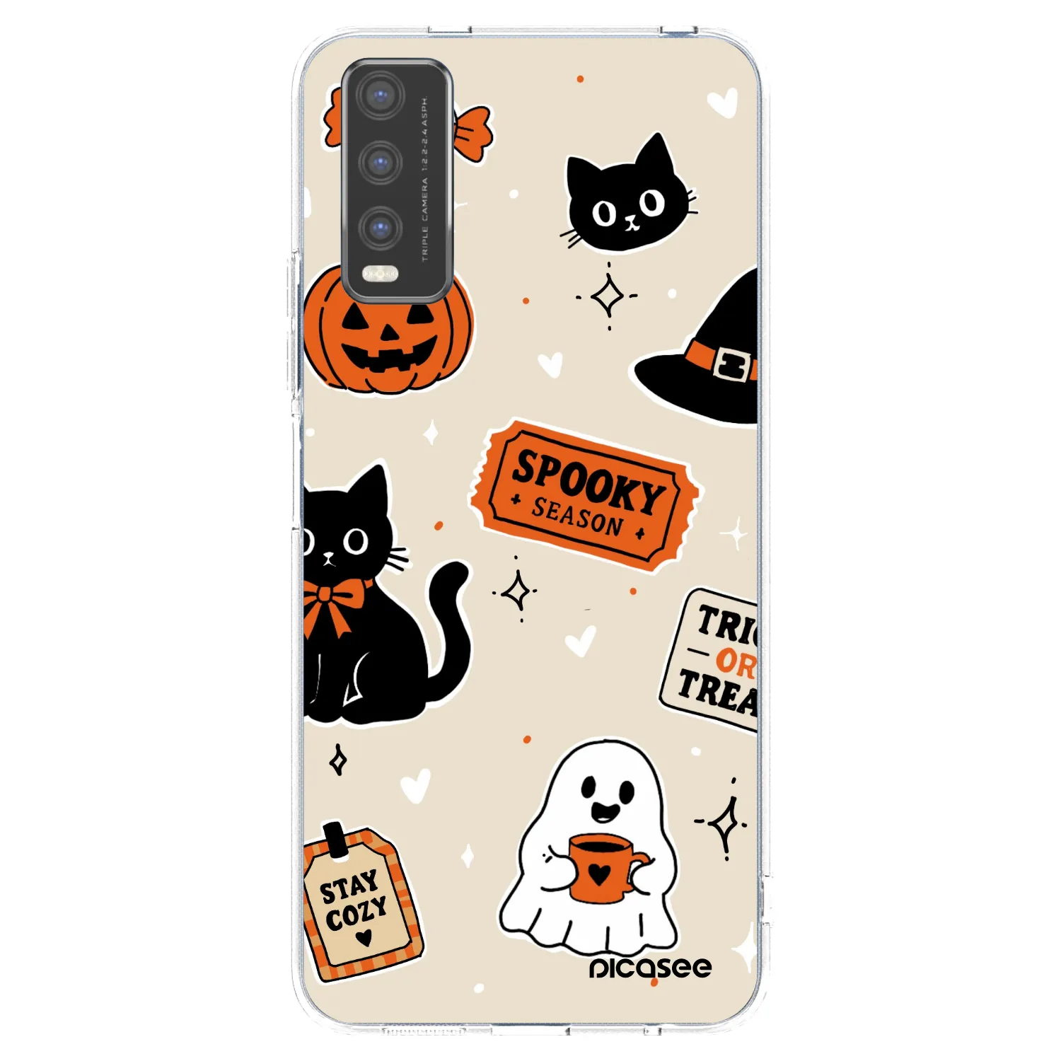Picasee διαφανής θήκη σιλικόνης Vivo Y20s - Halloween stickers