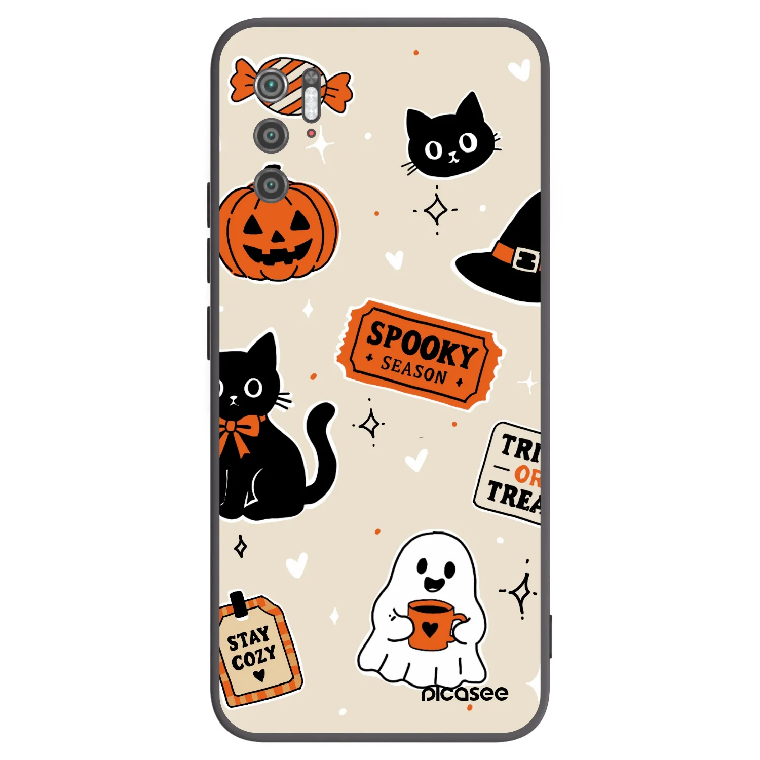Picasee Μαύρη θήκη σιλικόνης για Xiaomi Poco M3 Pro 5G - Halloween stickers