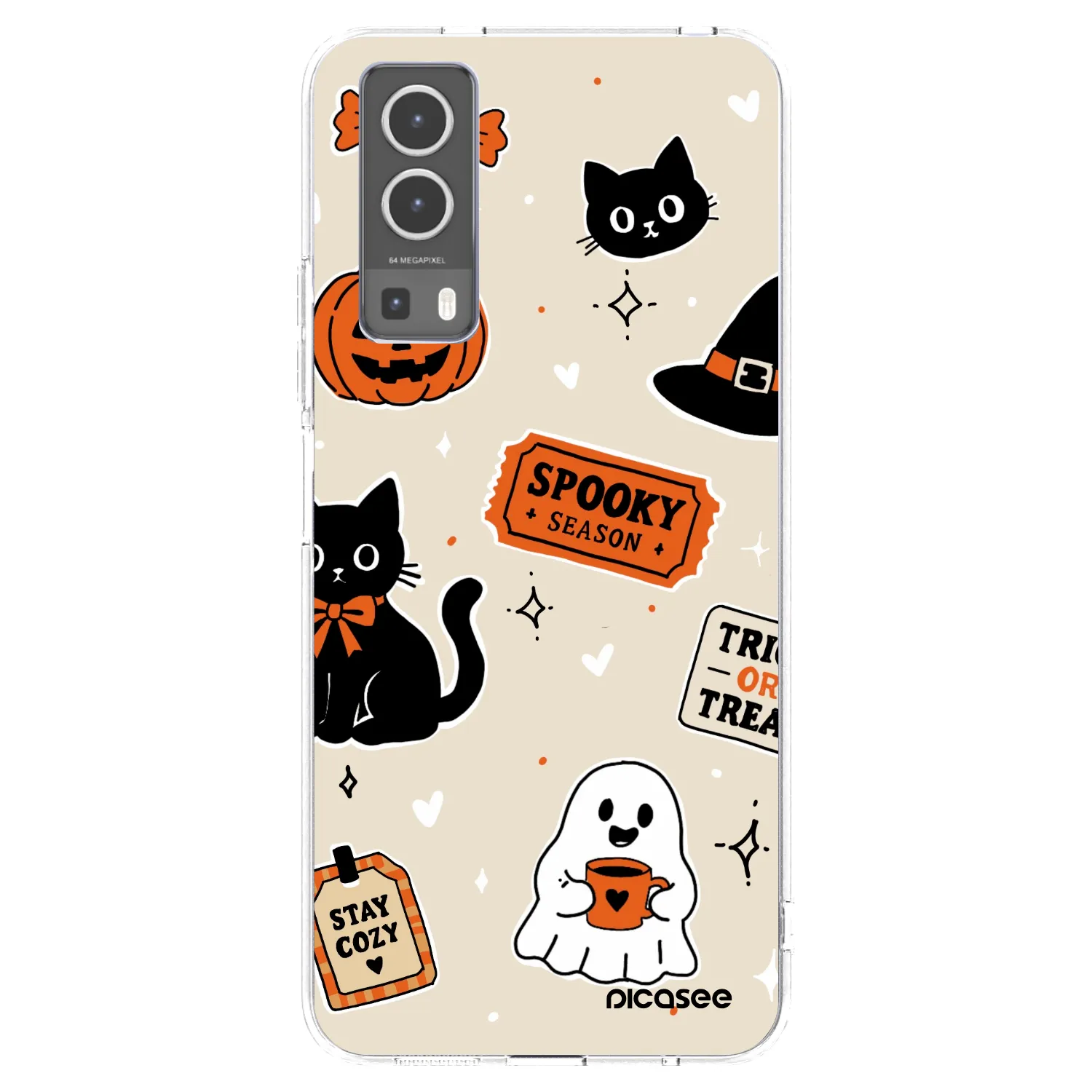 Picasee διαφανής θήκη σιλικόνης Vivo Y72 5G - Halloween stickers