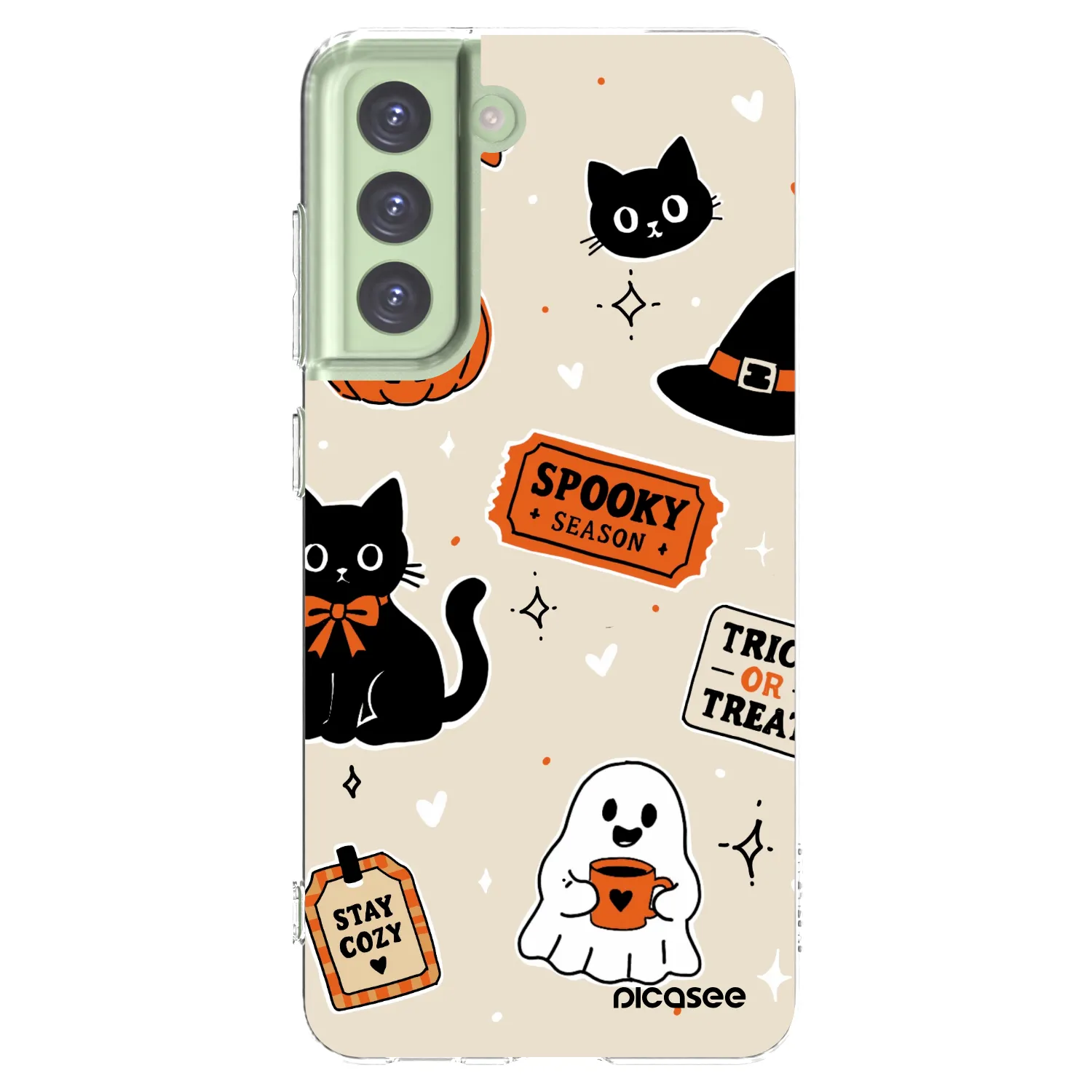 Picasee διαφανής θήκη σιλικόνης Samsung Galaxy S21 FE 5G - Halloween stickers