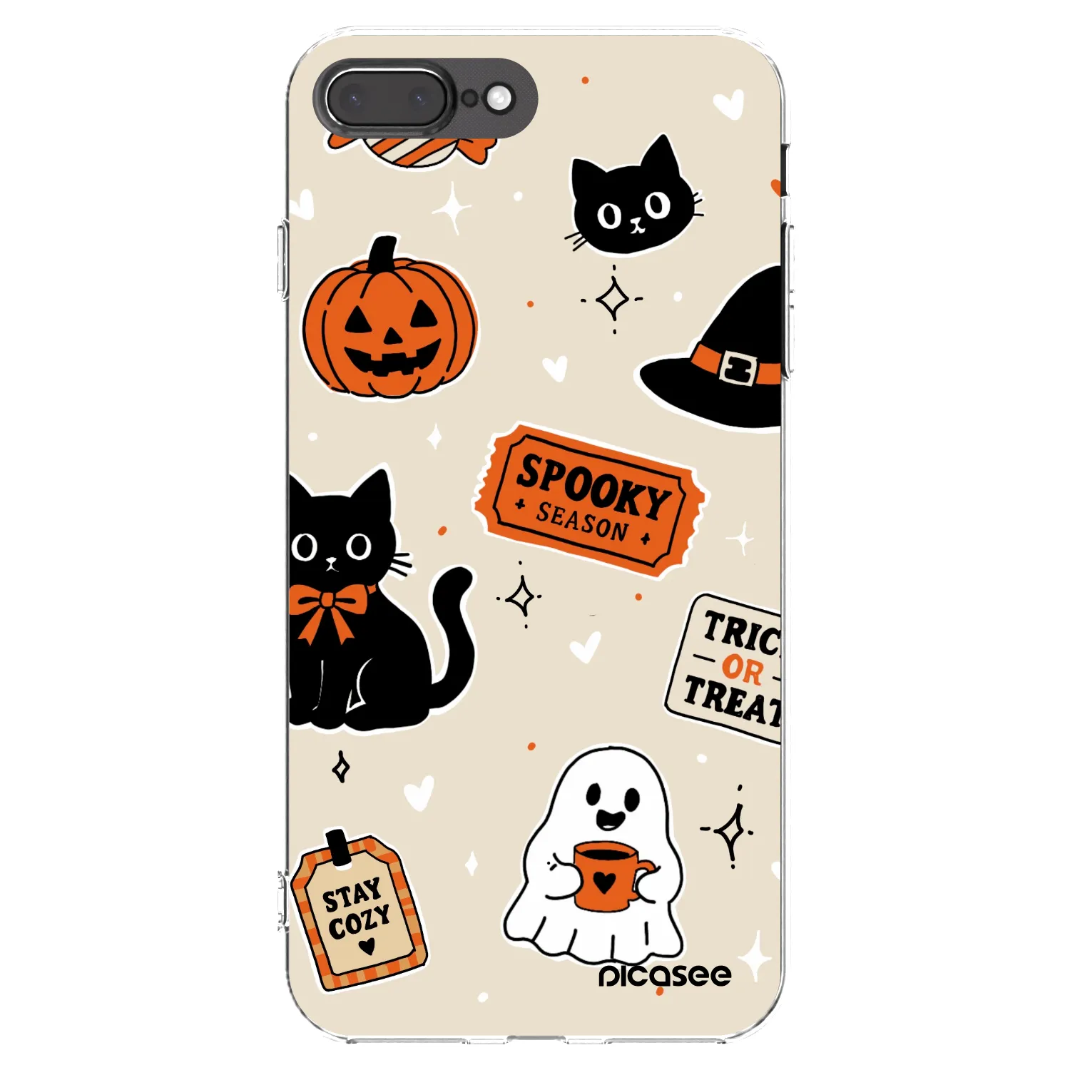 Picasee διαφανής θήκη σιλικόνης Apple iPhone 7 Plus - Halloween stickers