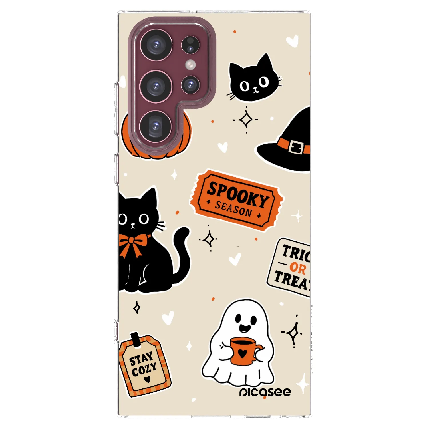 Picasee διαφανής θήκη σιλικόνης Samsung Galaxy S22 Ultra 5G - Halloween stickers