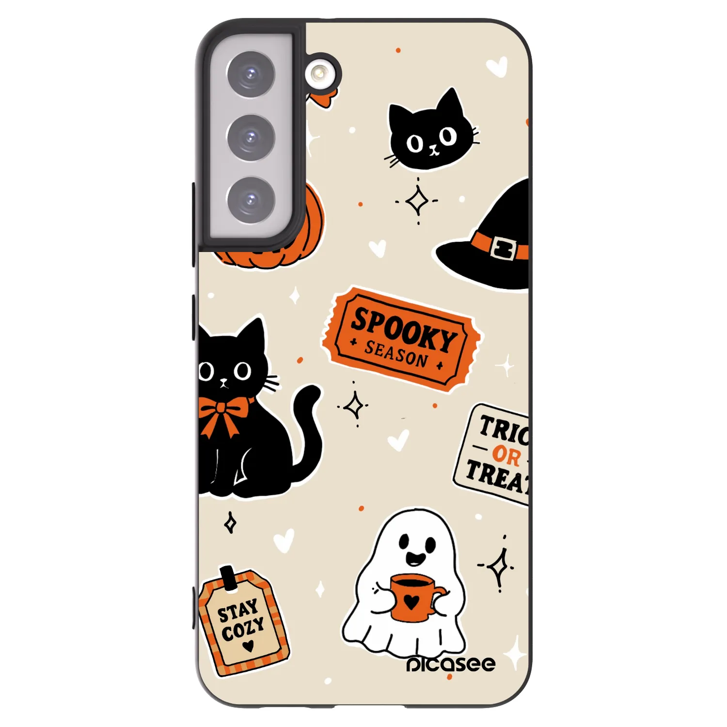 Picasee Μαύρη θήκη σιλικόνης για Samsung Galaxy S22+ 5G - Halloween stickers
