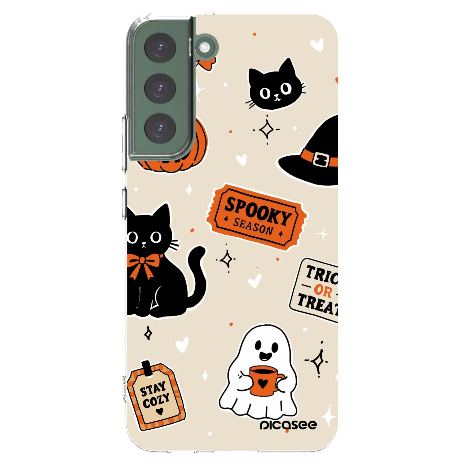 Picasee διαφανής θήκη σιλικόνης Samsung Galaxy S22+ 5G - Halloween stickers