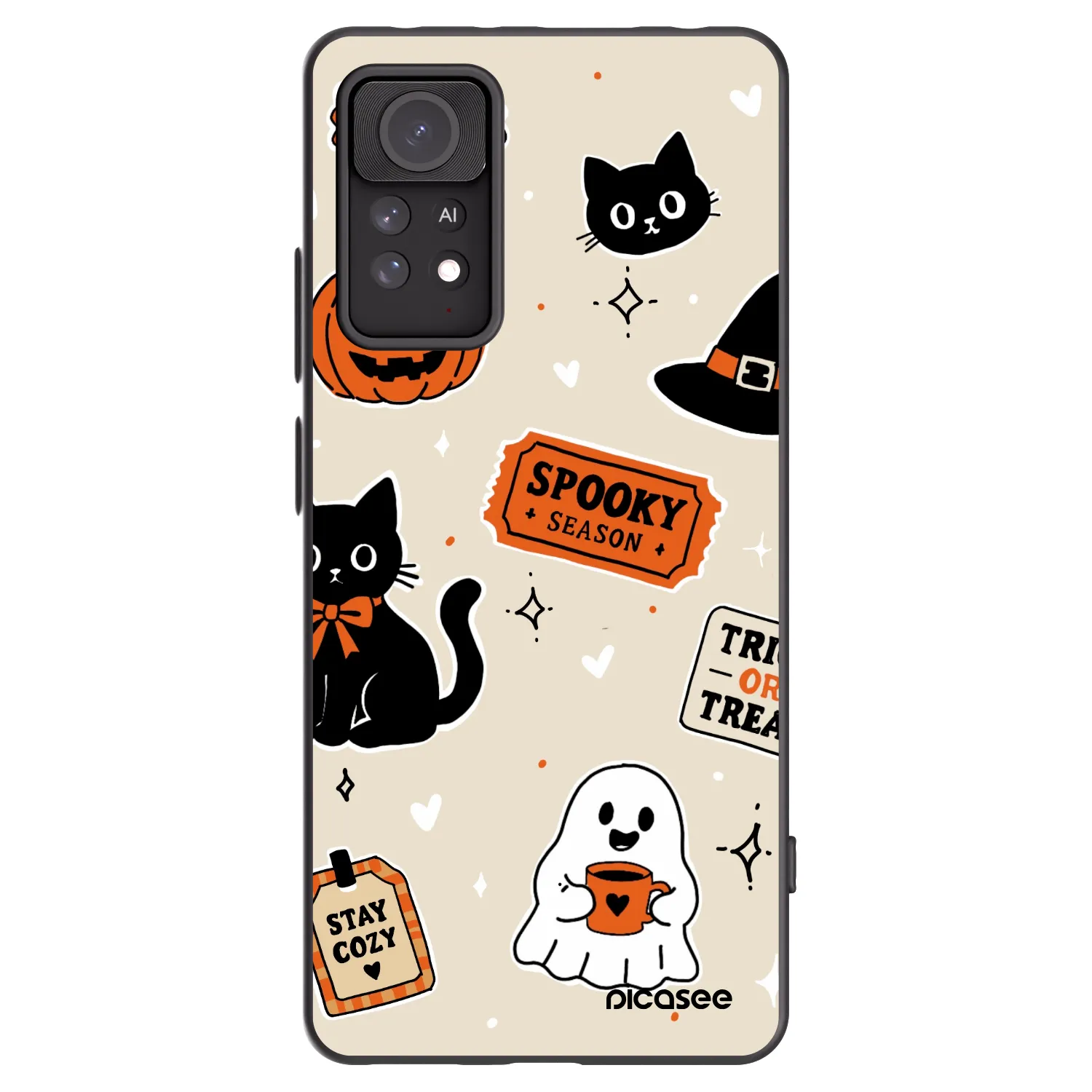 Picasee Μαύρη θήκη σιλικόνης για Xiaomi Redmi Note 11 Pro - Halloween stickers