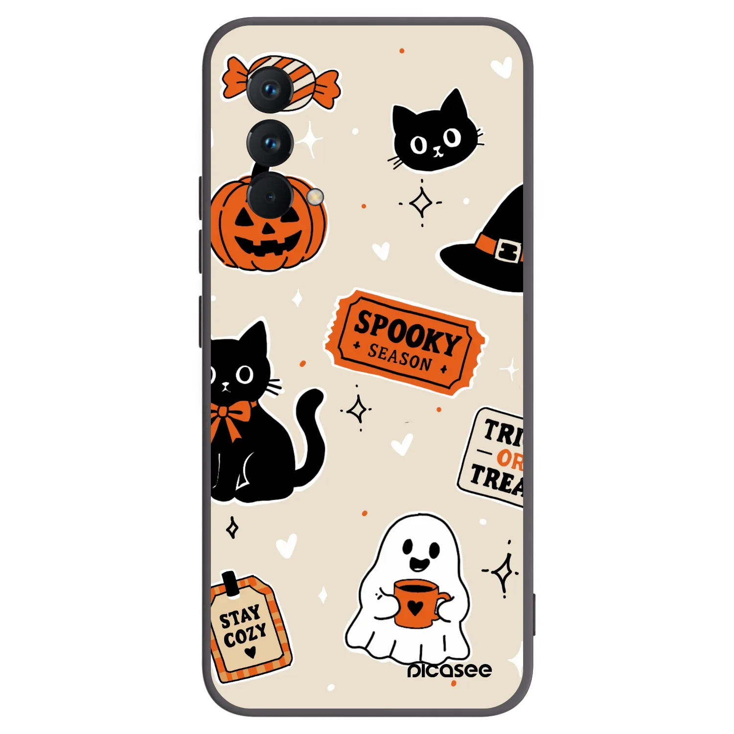 Picasee Μαύρη θήκη σιλικόνης για Realme GT Master Edition 5G - Halloween stickers